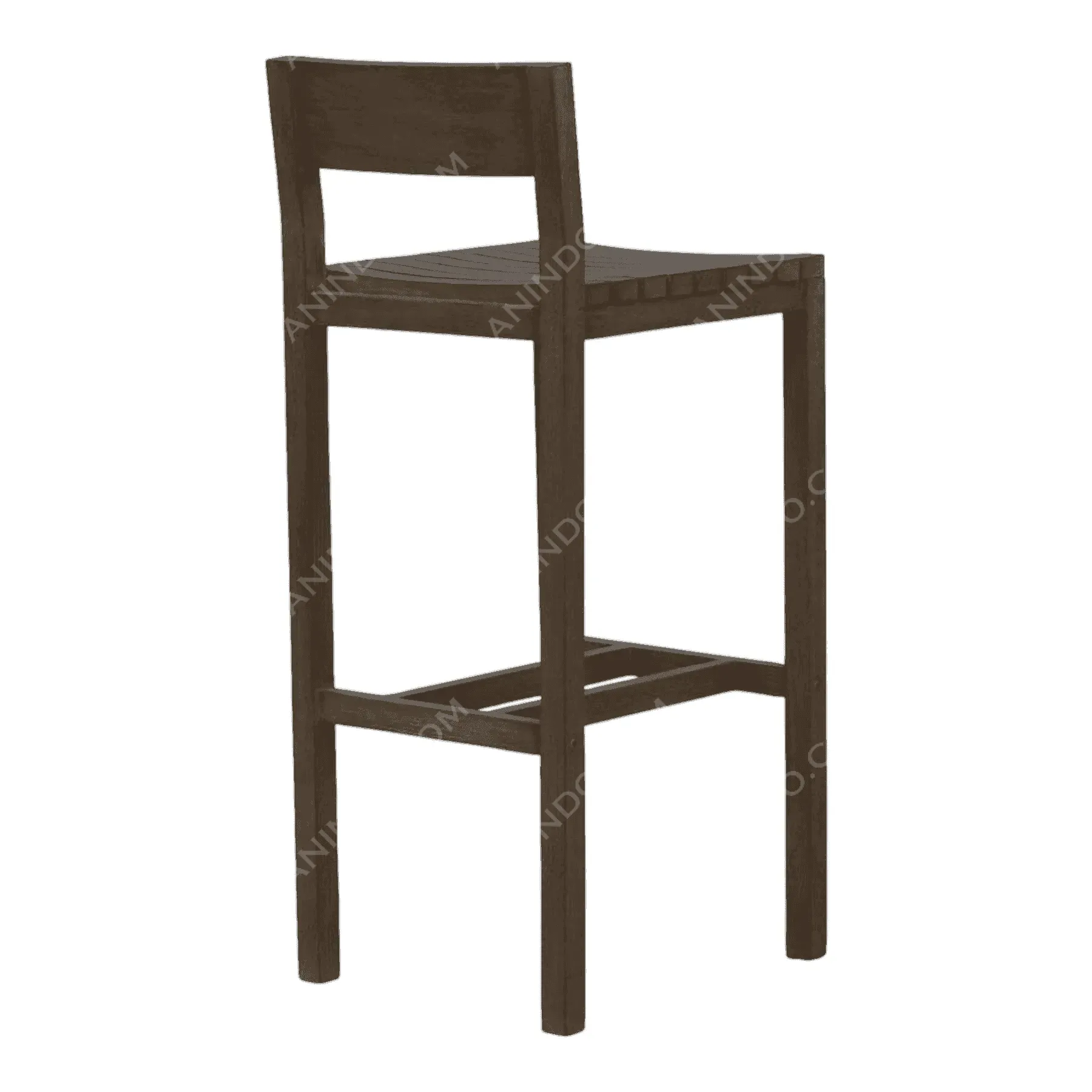 Dark wooden bar stool with backrest