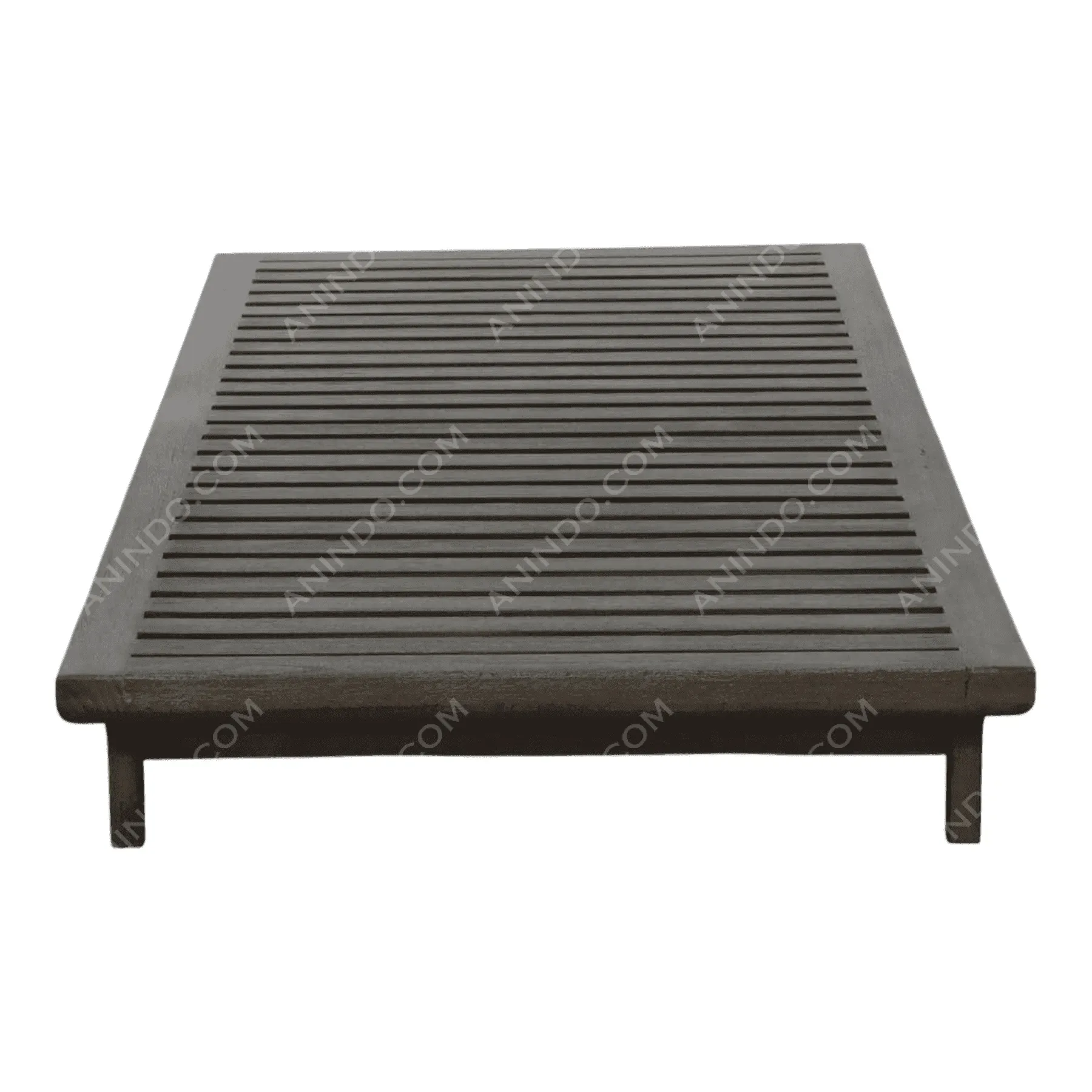 Dark wooden slatted bed frame