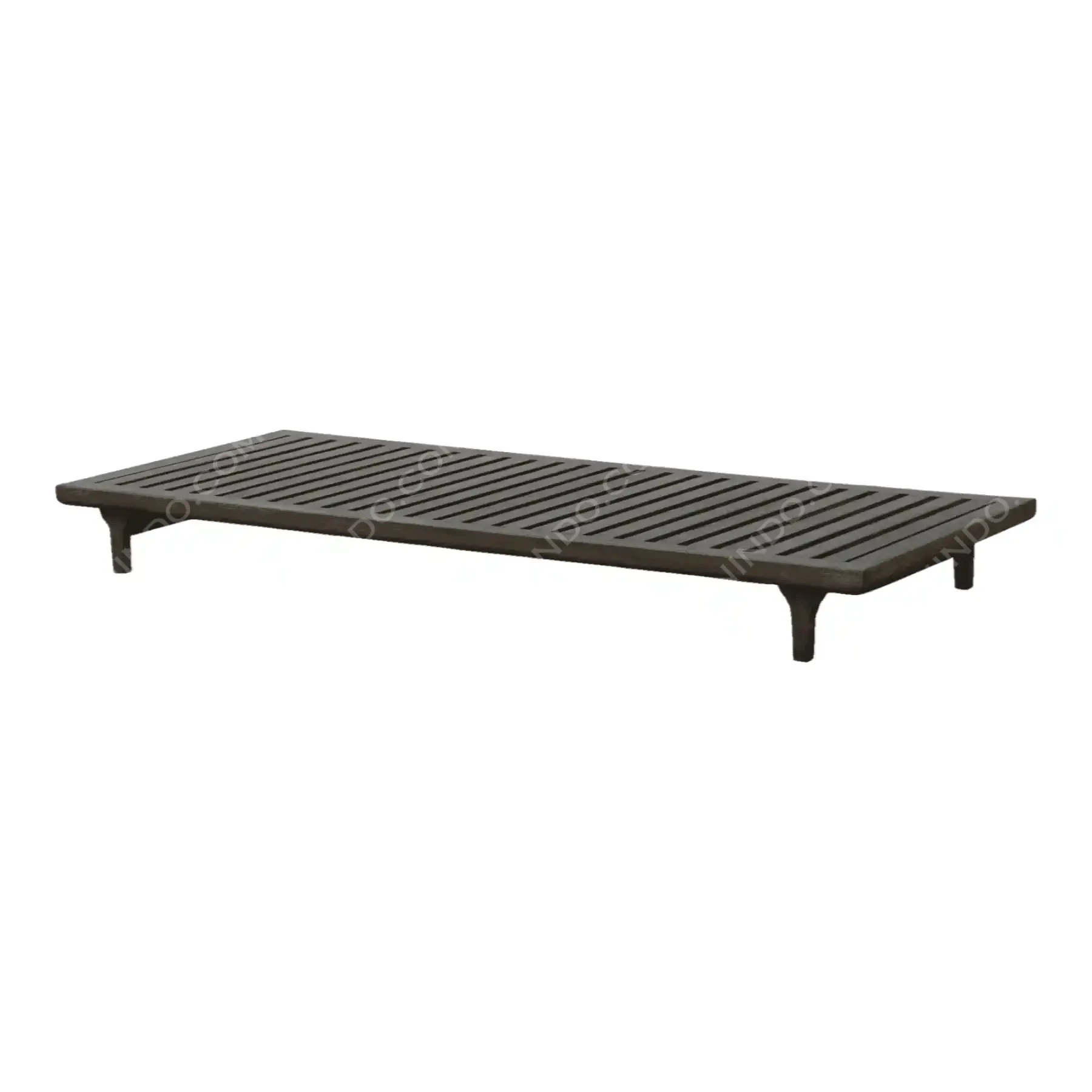 Low wooden slatted bed frame