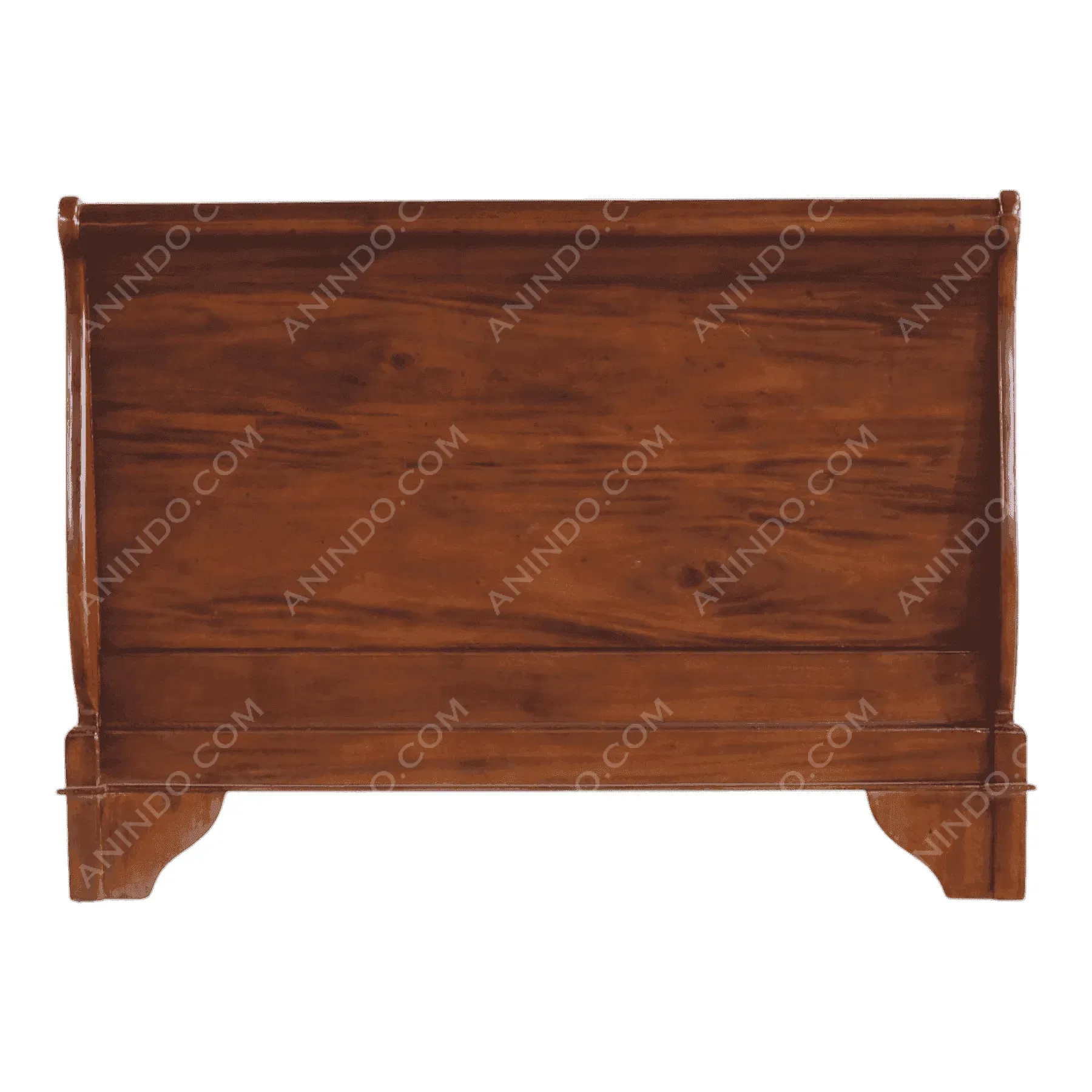 Wooden sleigh bed footboard with polished finish
