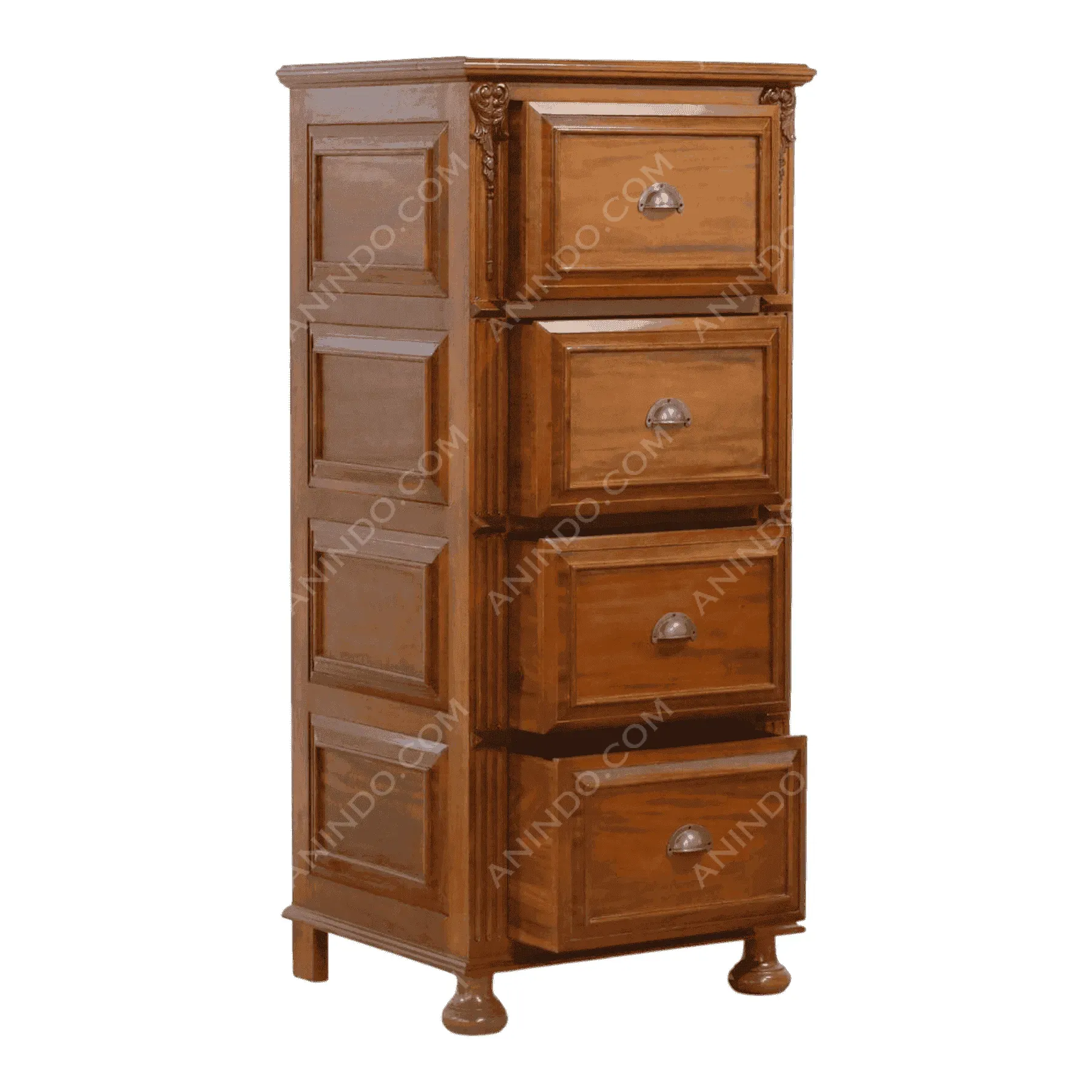 Tall wooden dresser with four drawers