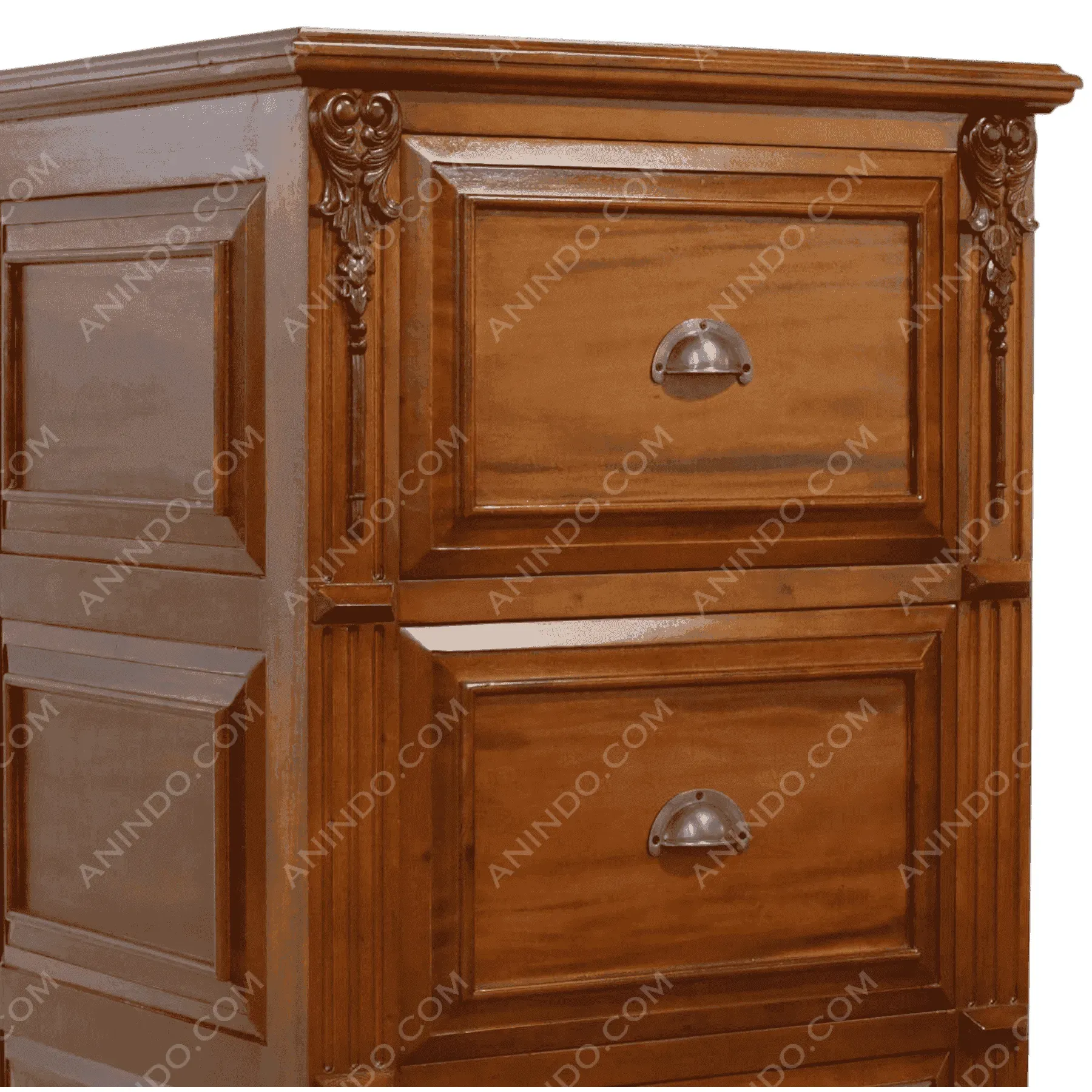 Wooden file cabinet with two drawers