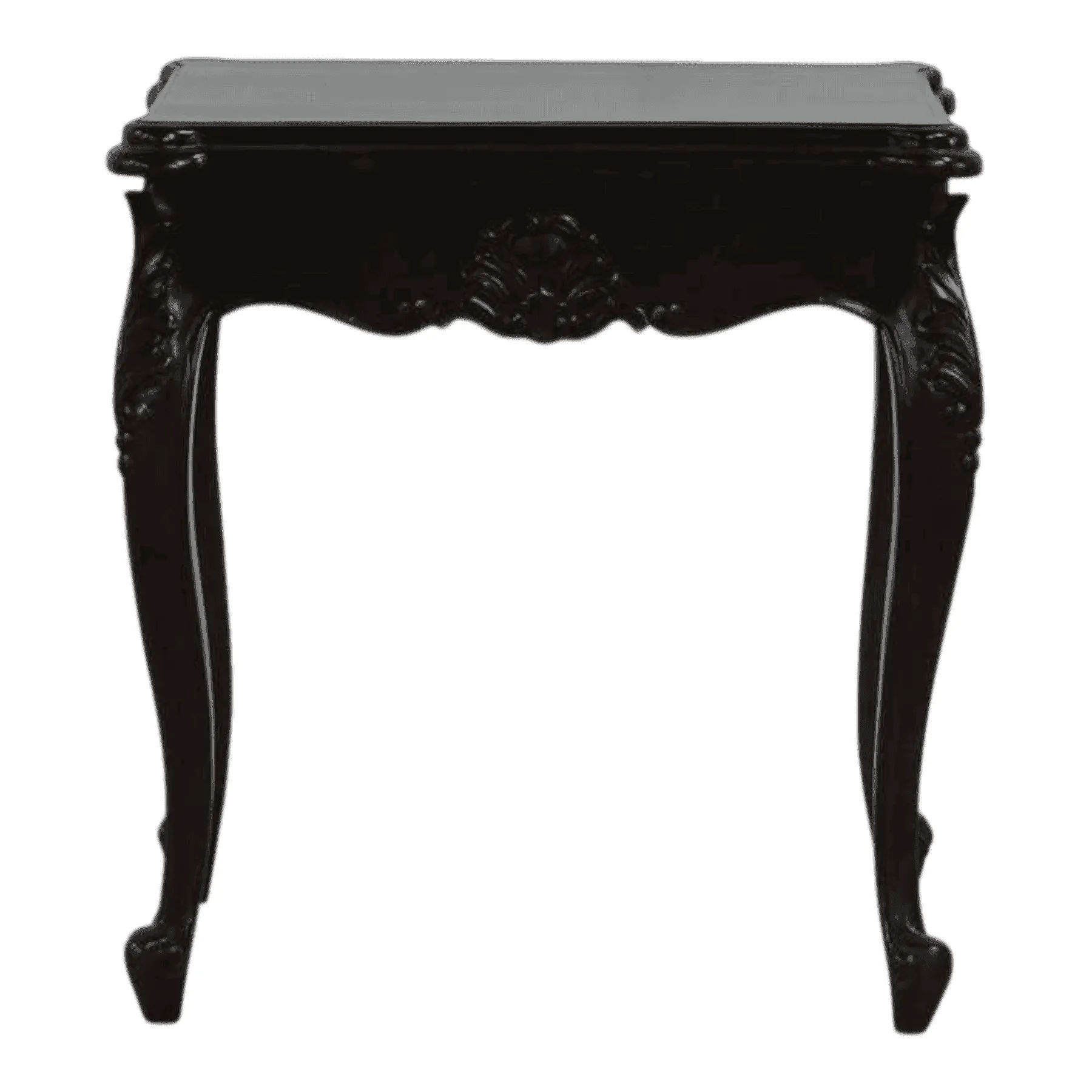 Black wooden vintage console table with carved legs