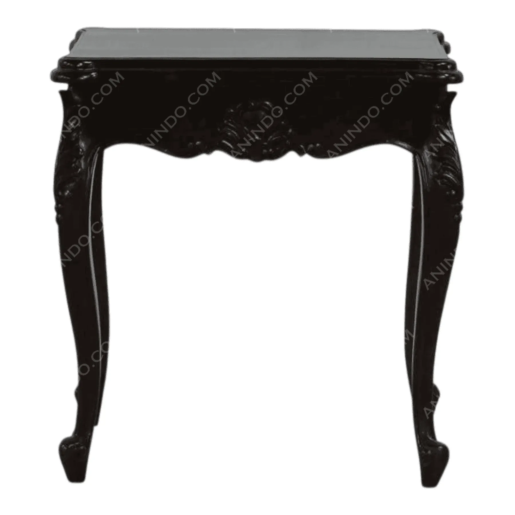 Black wooden vintage console table with carved legs