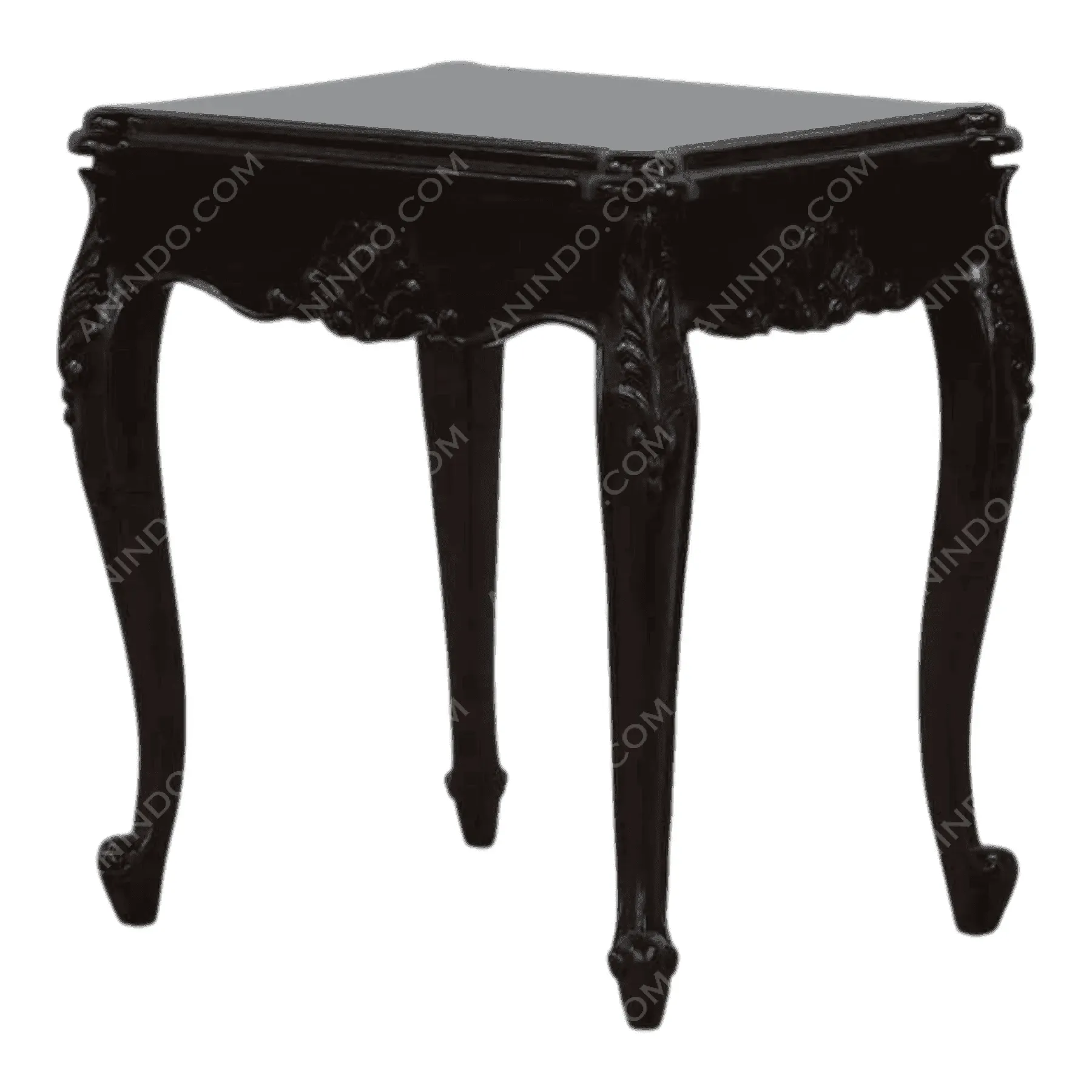 Black ornate wooden side table