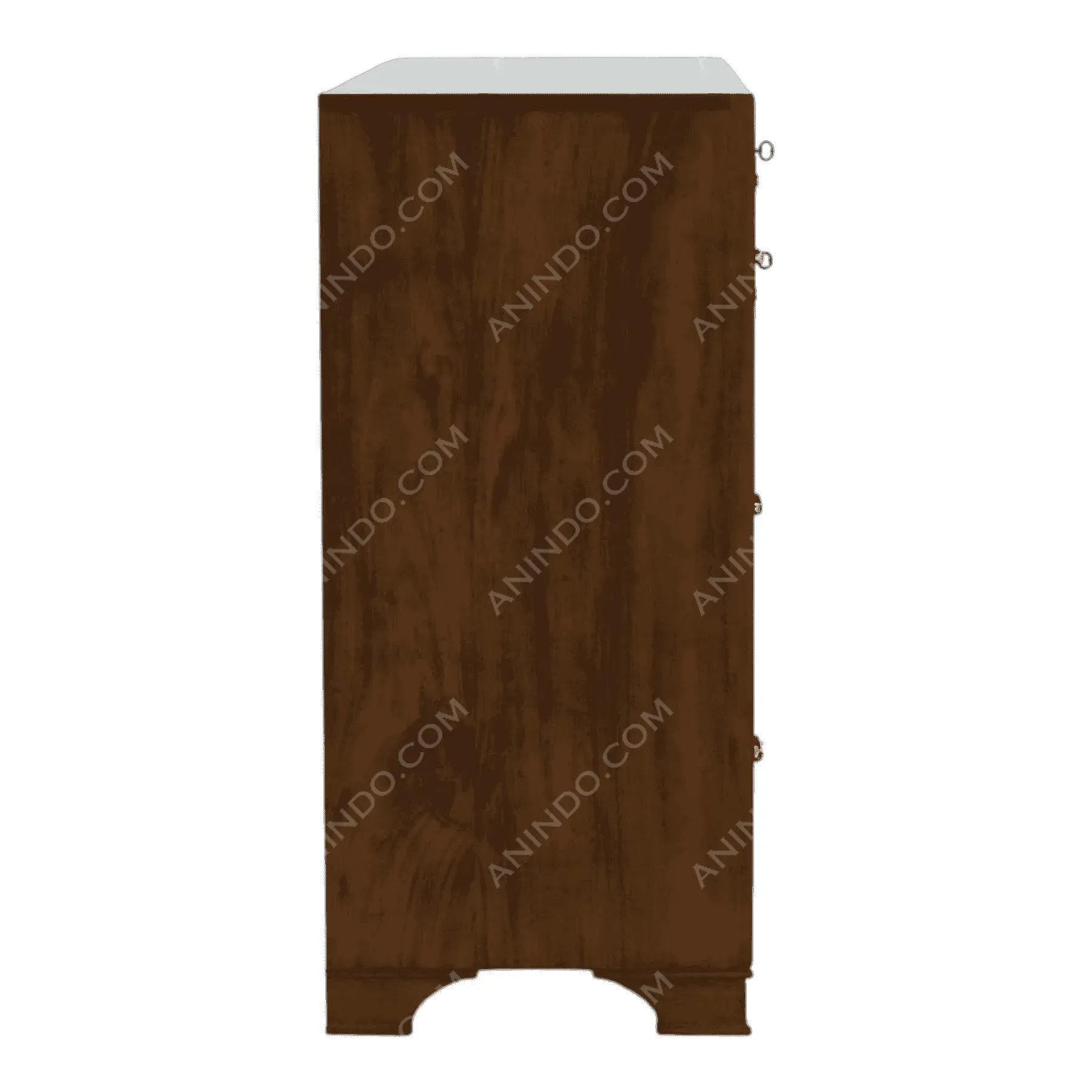 Side view of brown wooden dresser