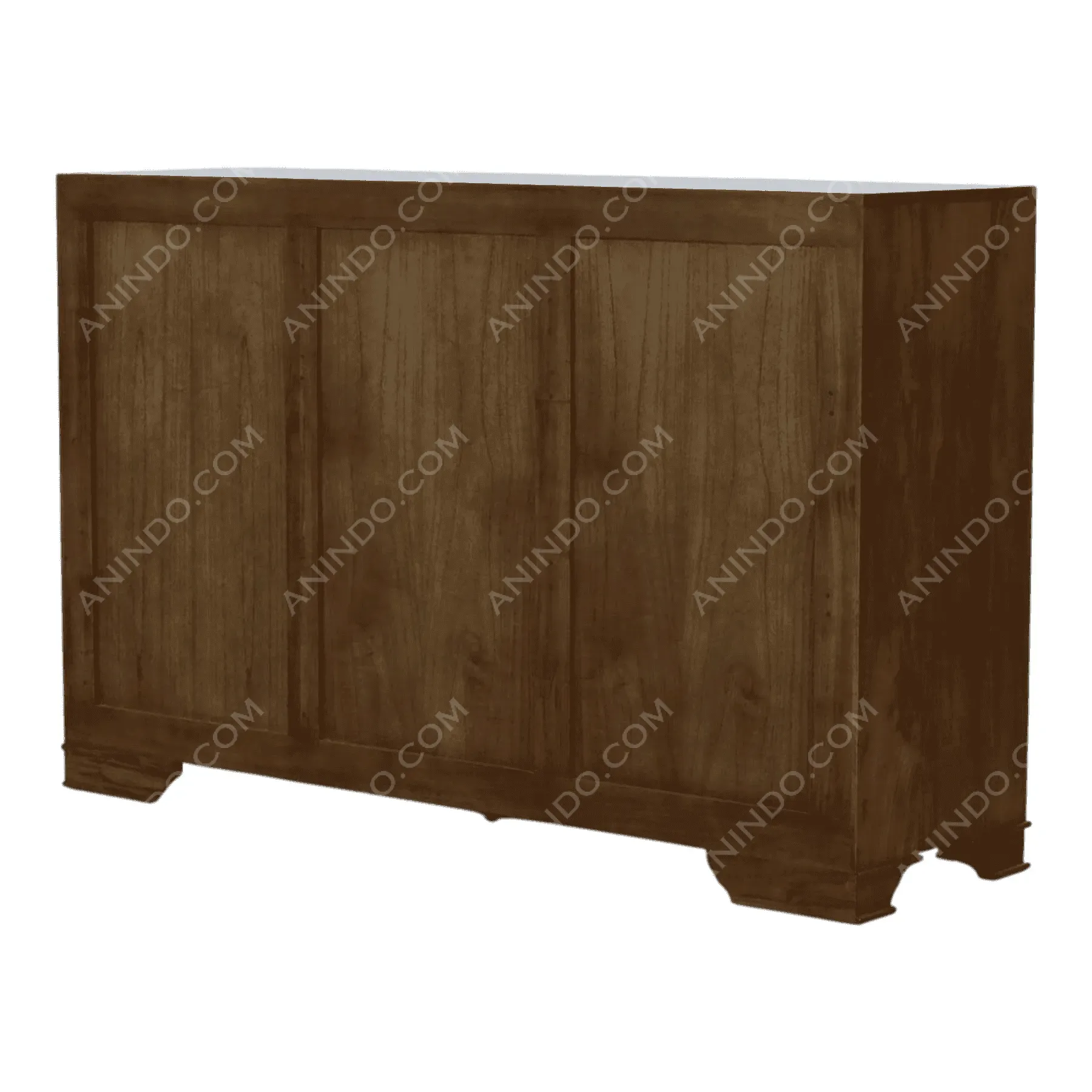 Brown wooden three-door sideboard cabinet