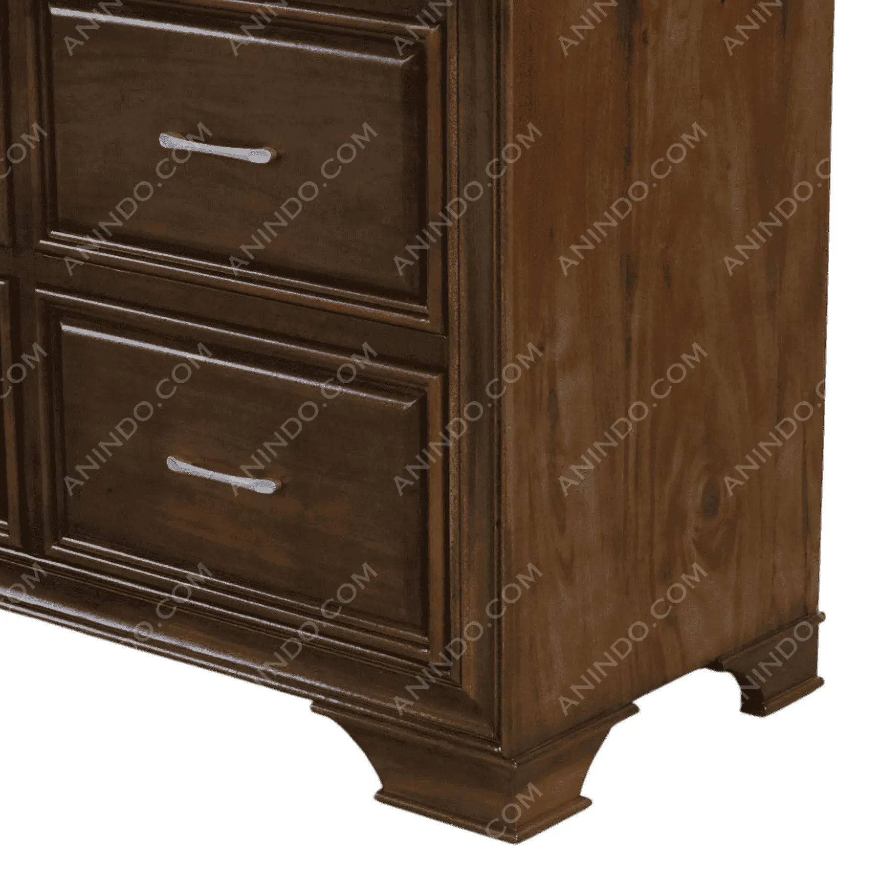 Wooden dresser with metal drawer handles