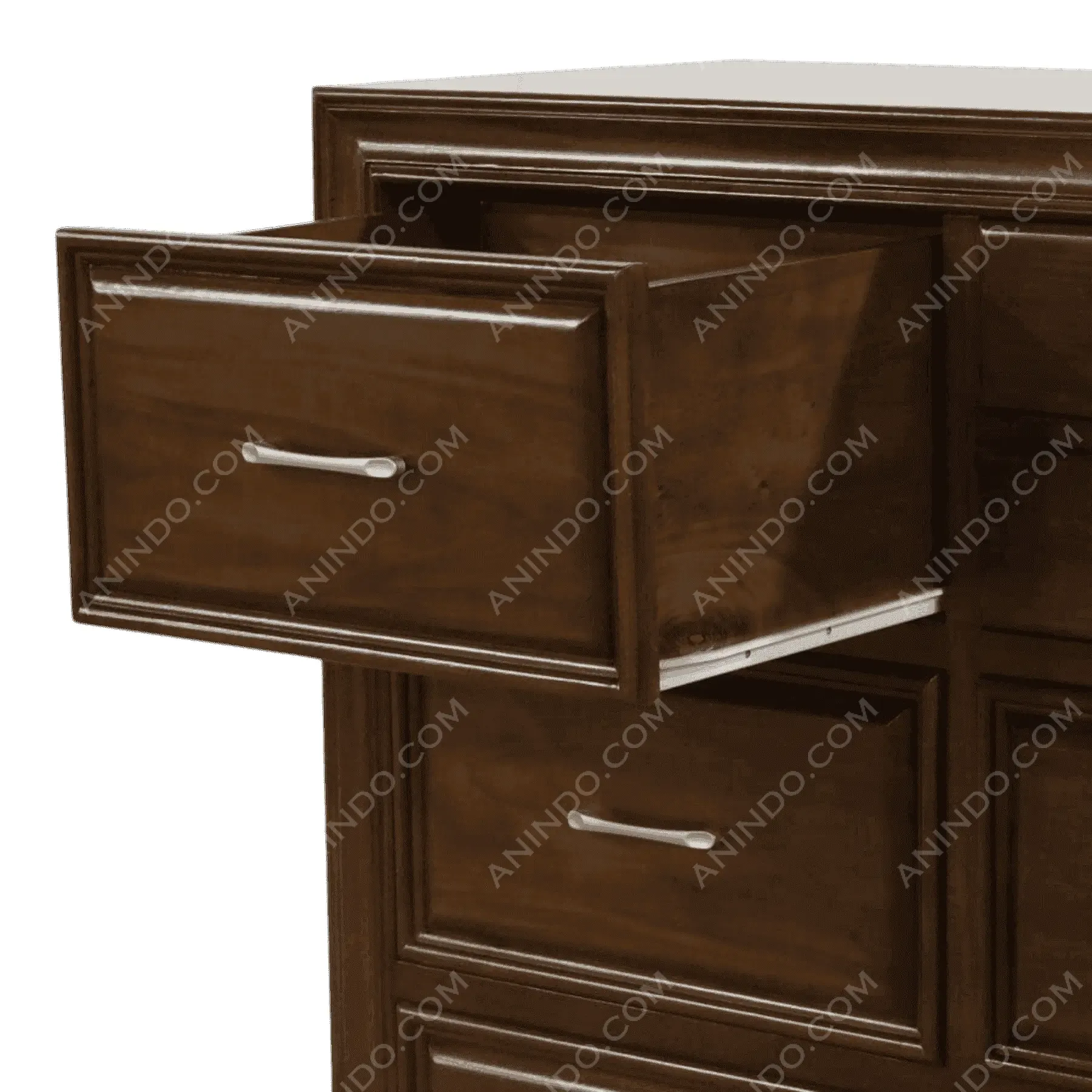 Wooden dresser with open drawer