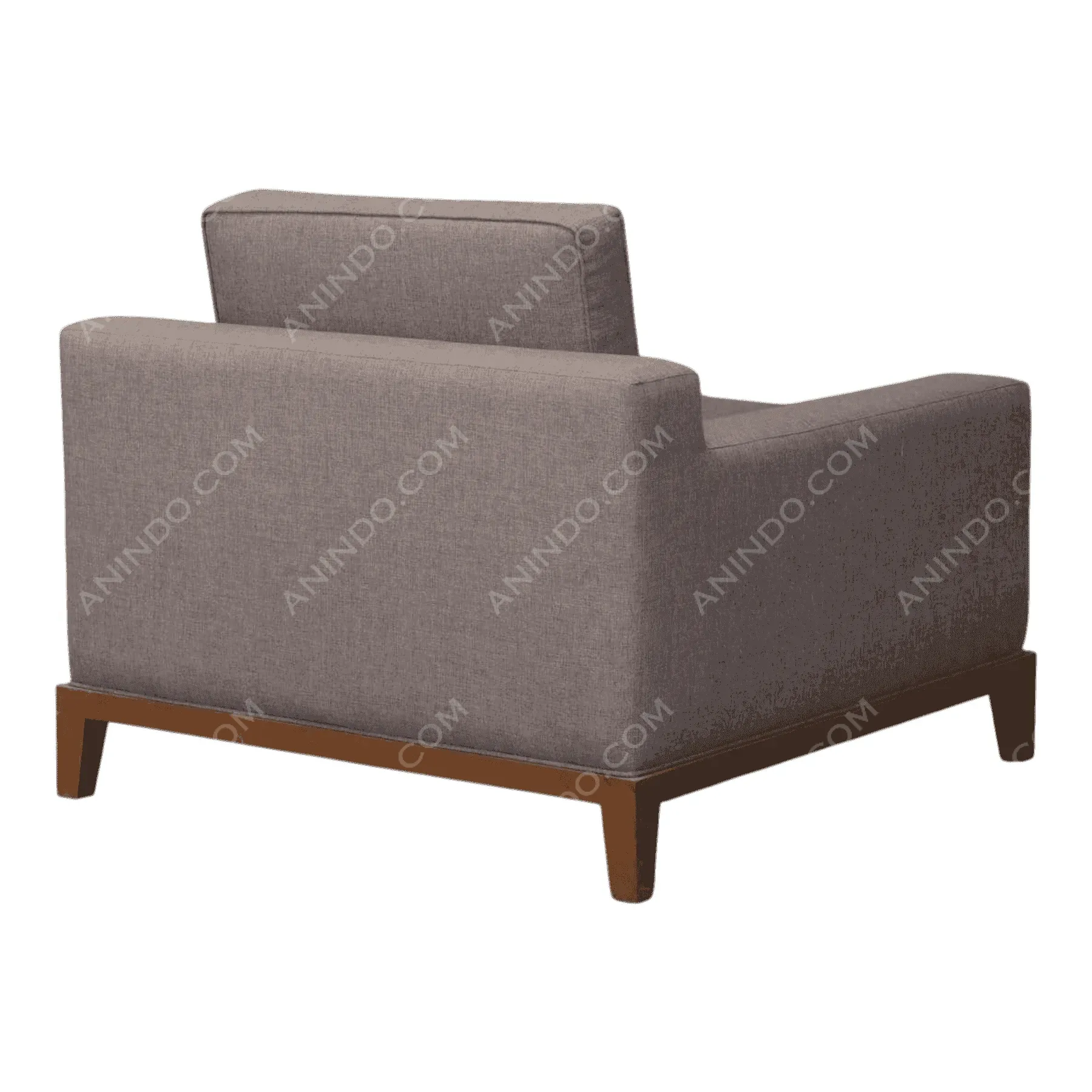 Modern gray armchair with wooden base