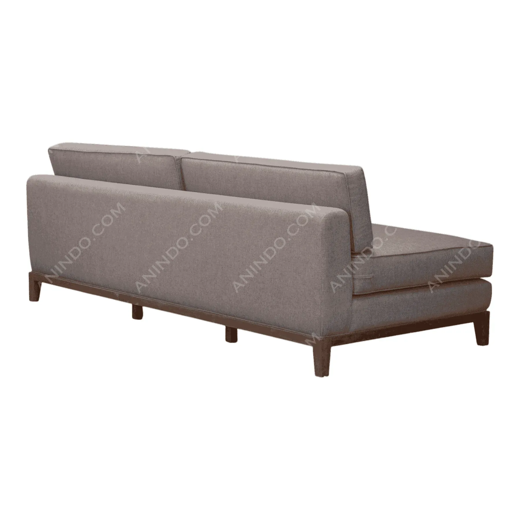 Modern gray sectional sofa with wooden legs