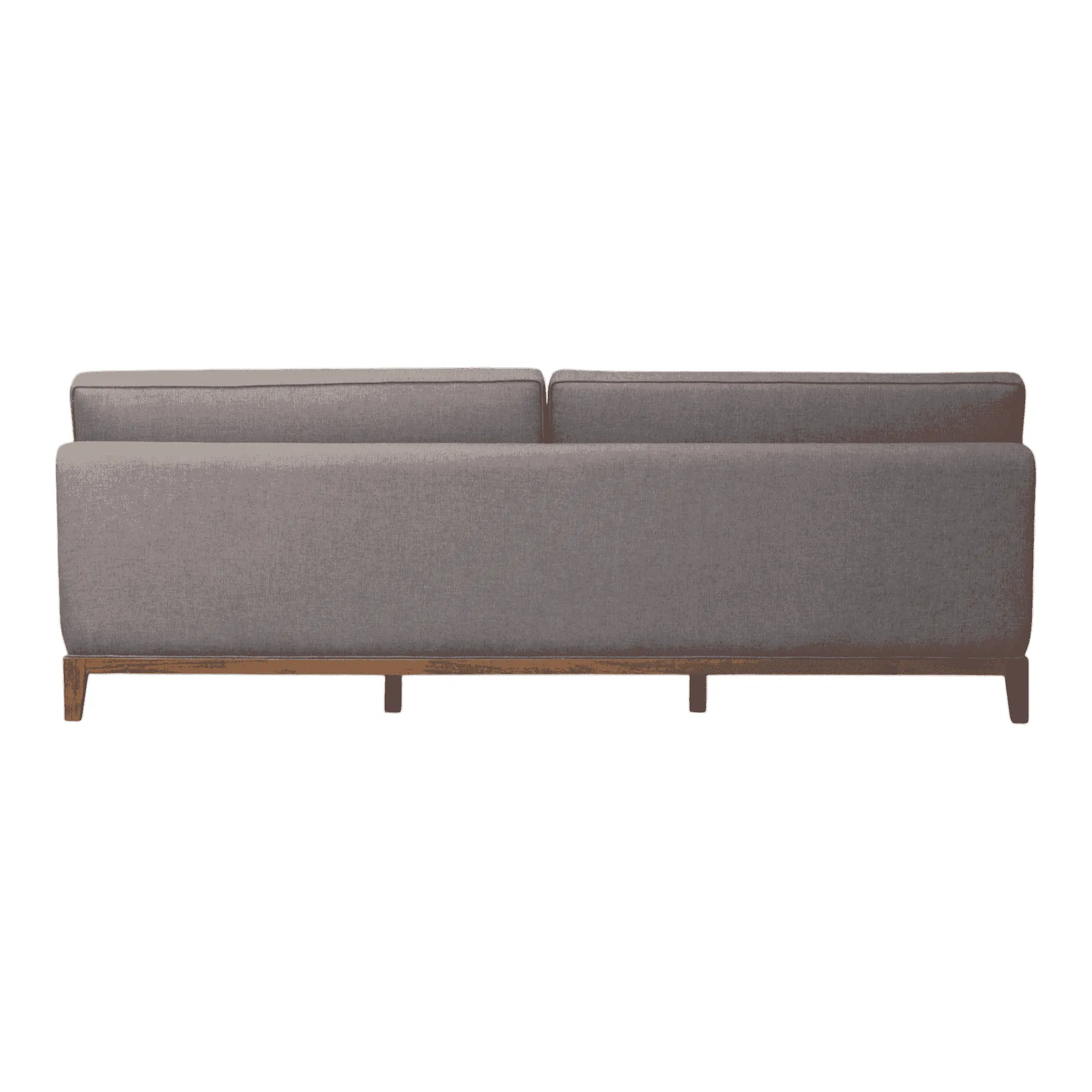 Modern gray fabric sofa with wooden base
