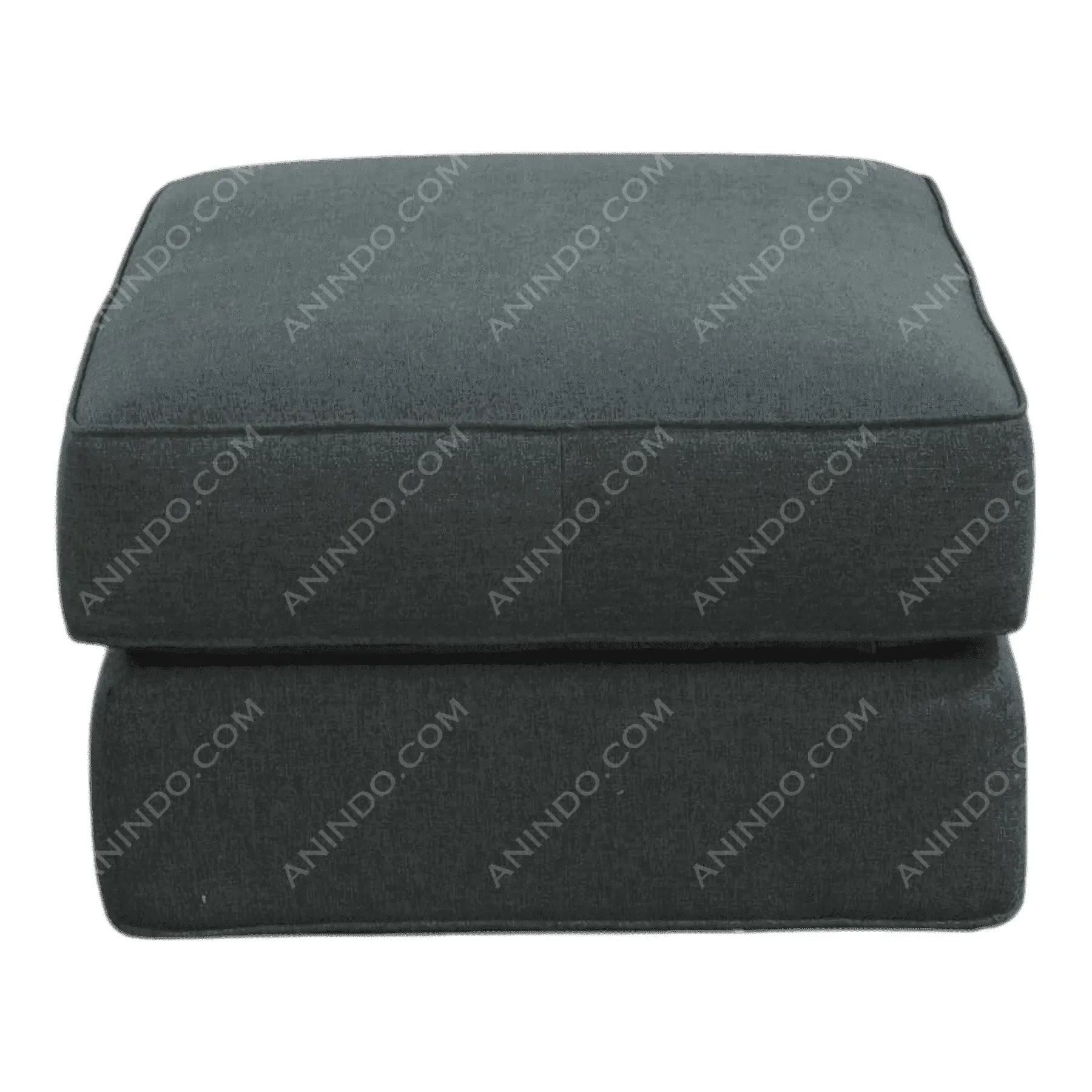Dark gray upholstered ottoman with cushion