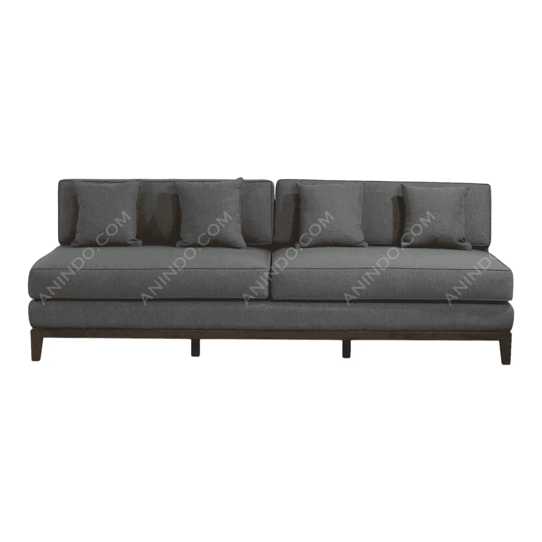 Modern dark gray sofa with cushions