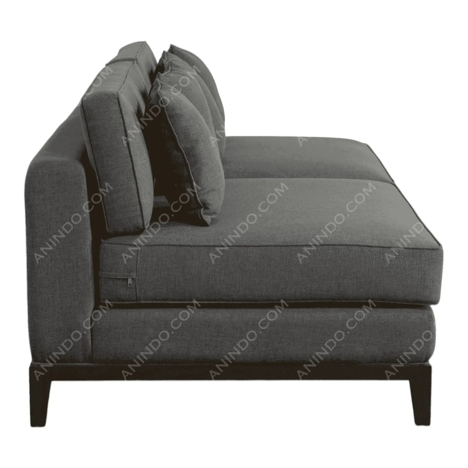 Modern dark gray sectional sofa side view