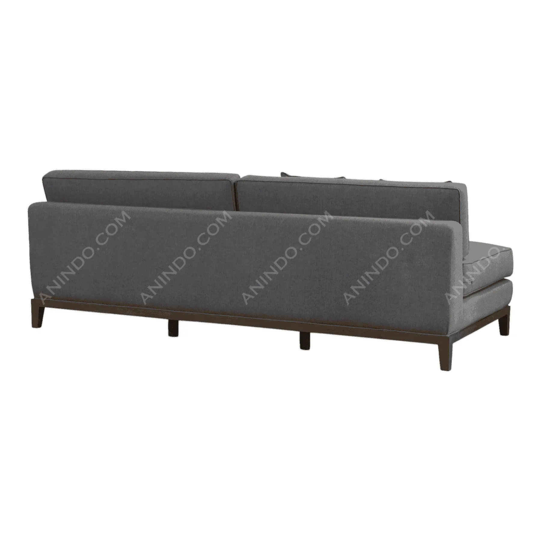 Modern gray sectional sofa with wooden base