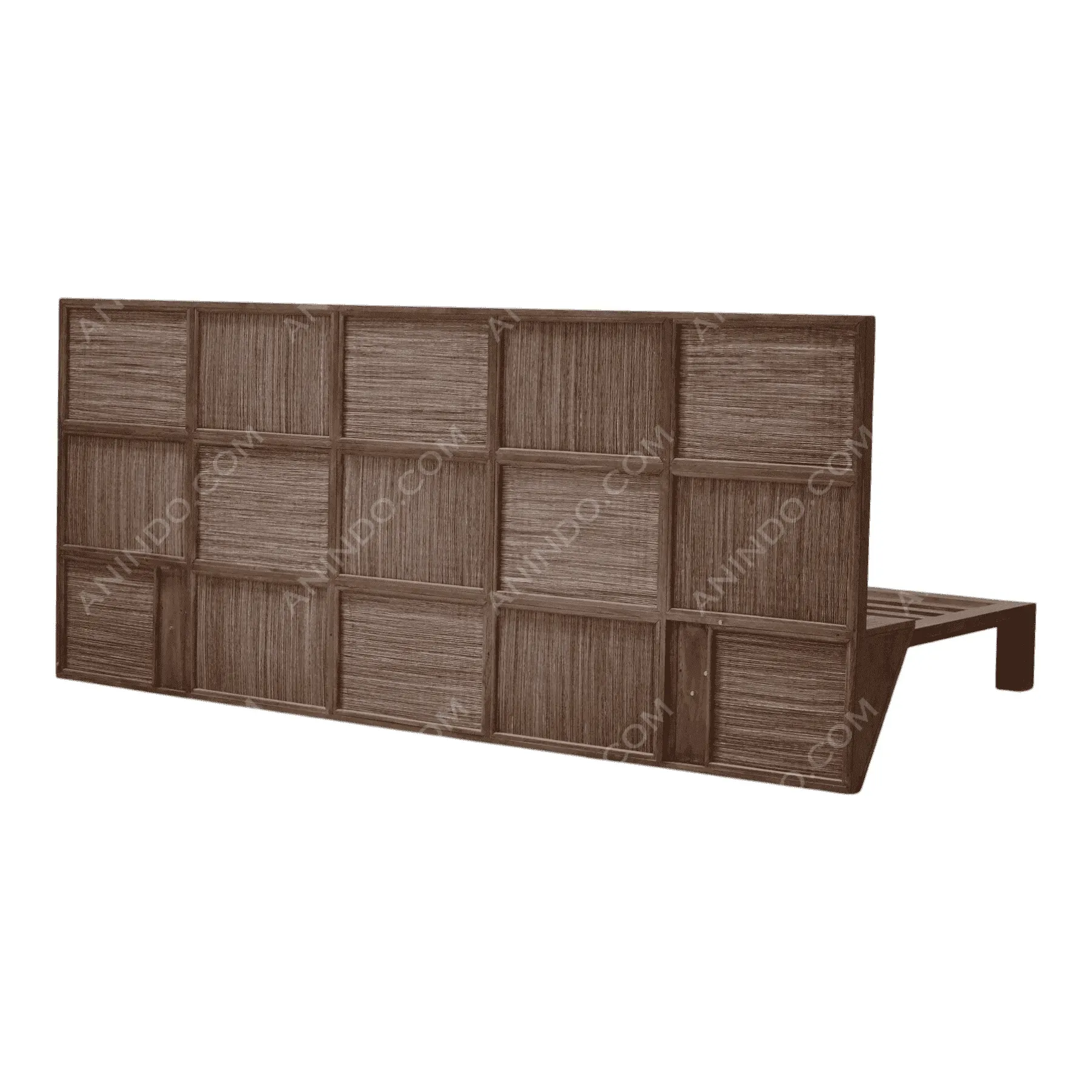 Modern wooden bed headboard with square panel design