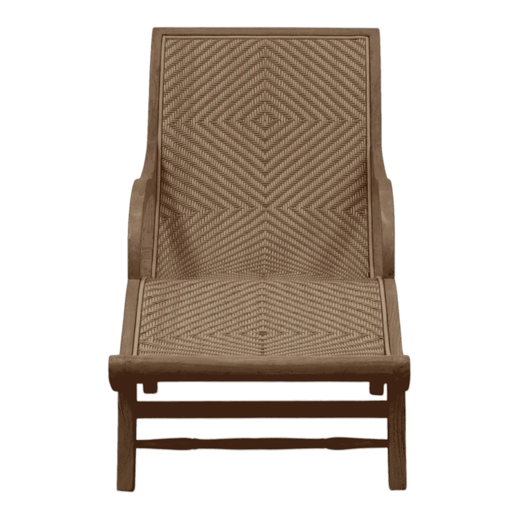 Wooden lounge chair with woven seat design