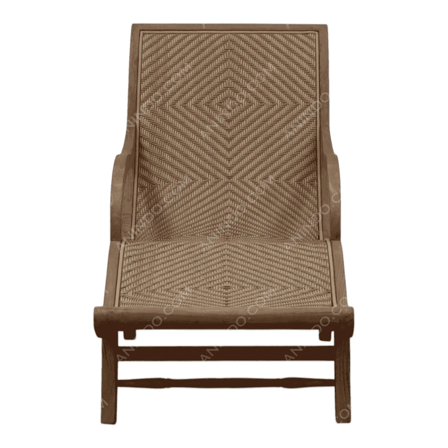 Wooden lounge chair with woven seat design