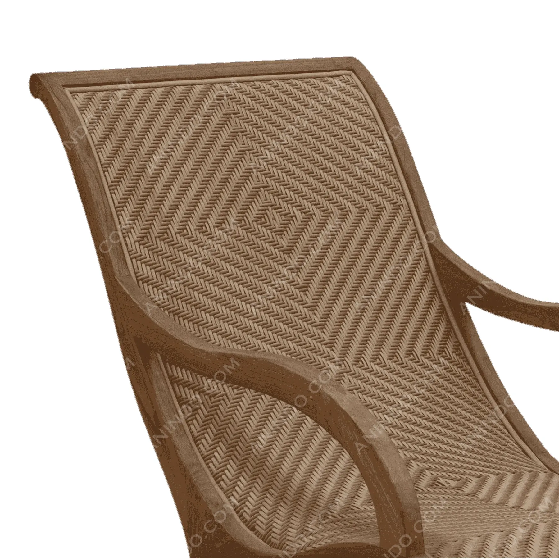 Brown woven plastic chair backrest and armrest