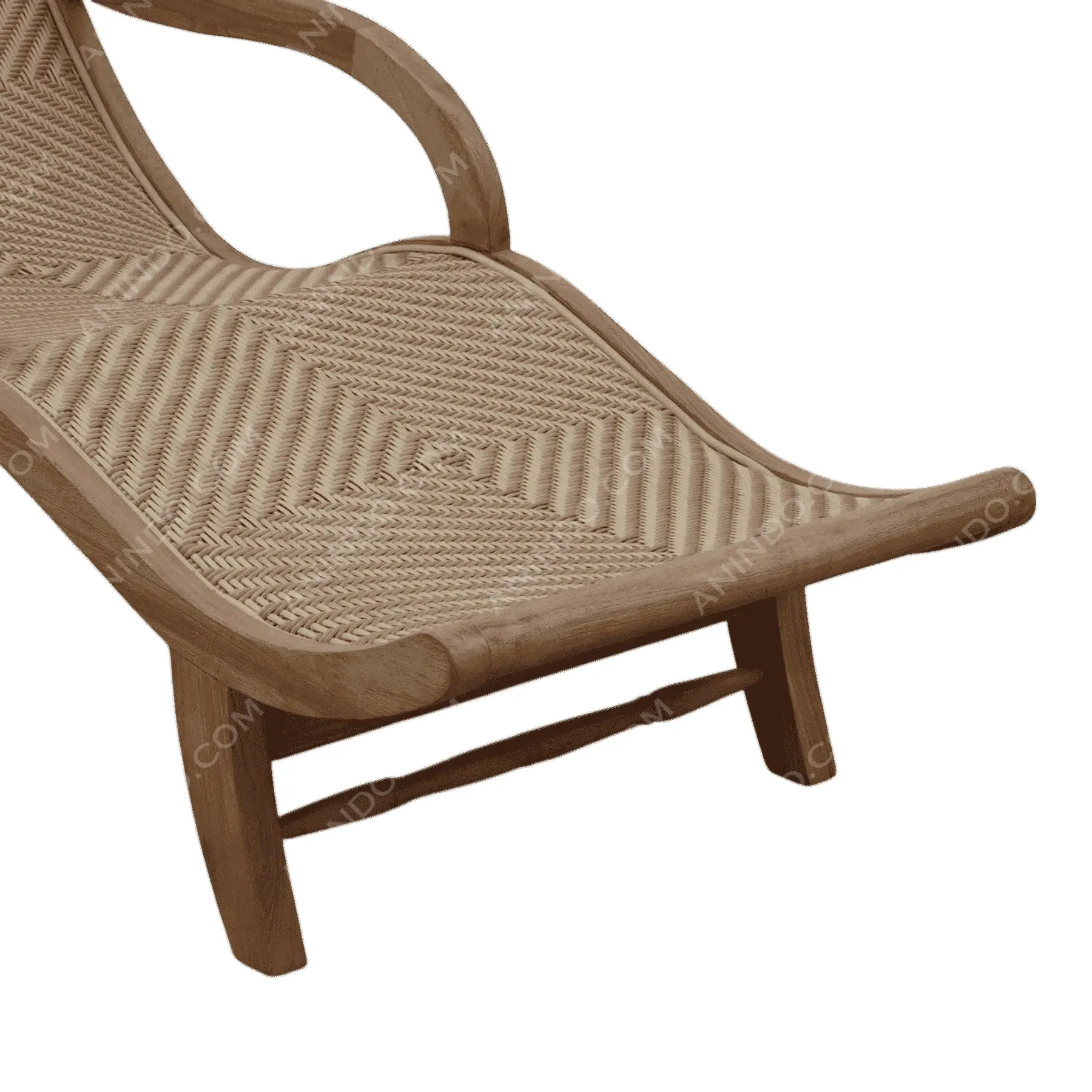 Wooden woven lounge chair with curved design