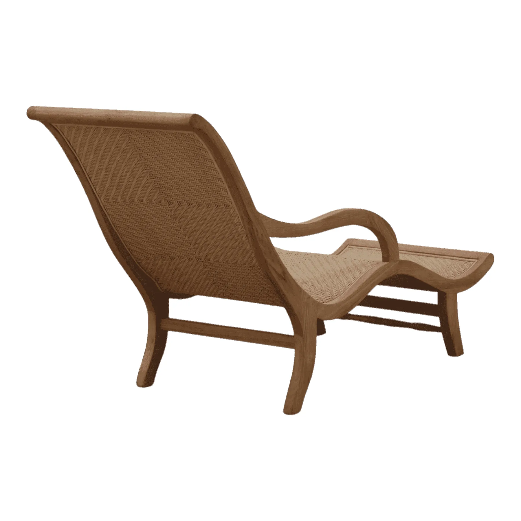 Wooden woven lounge chair with curved design