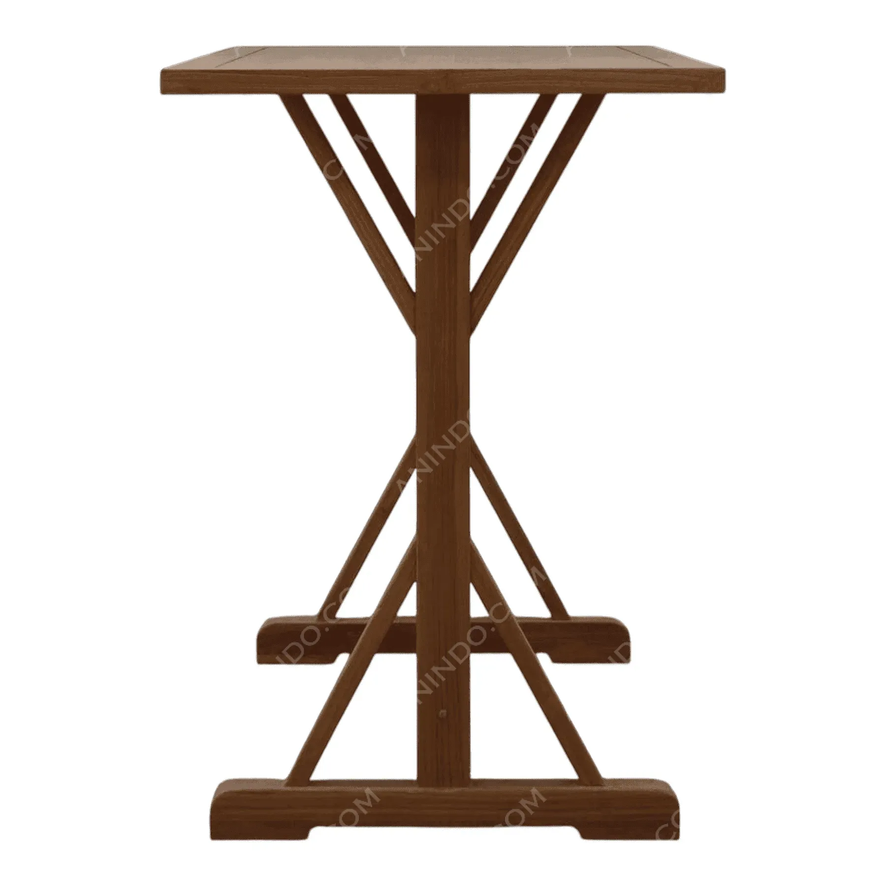 Wooden square table with sturdy cross base