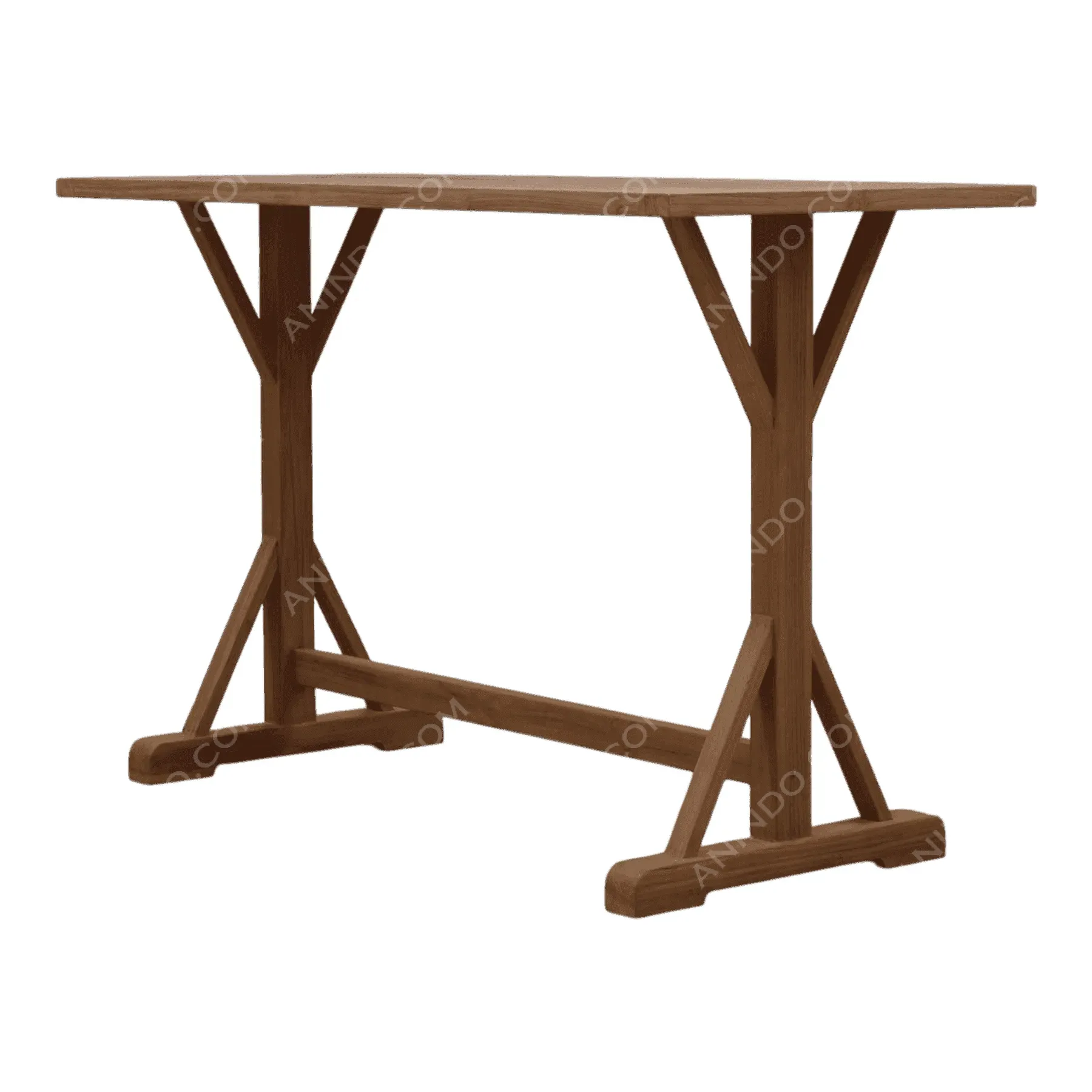 Wooden trestle table with sturdy legs