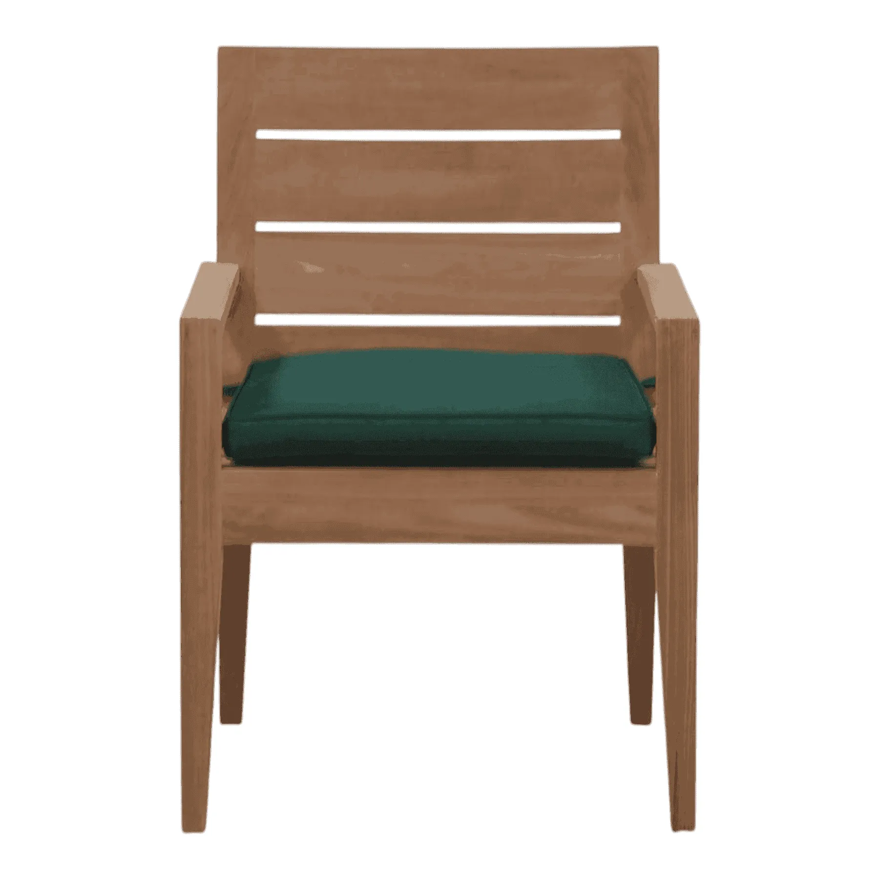 Wooden chair with green cushion