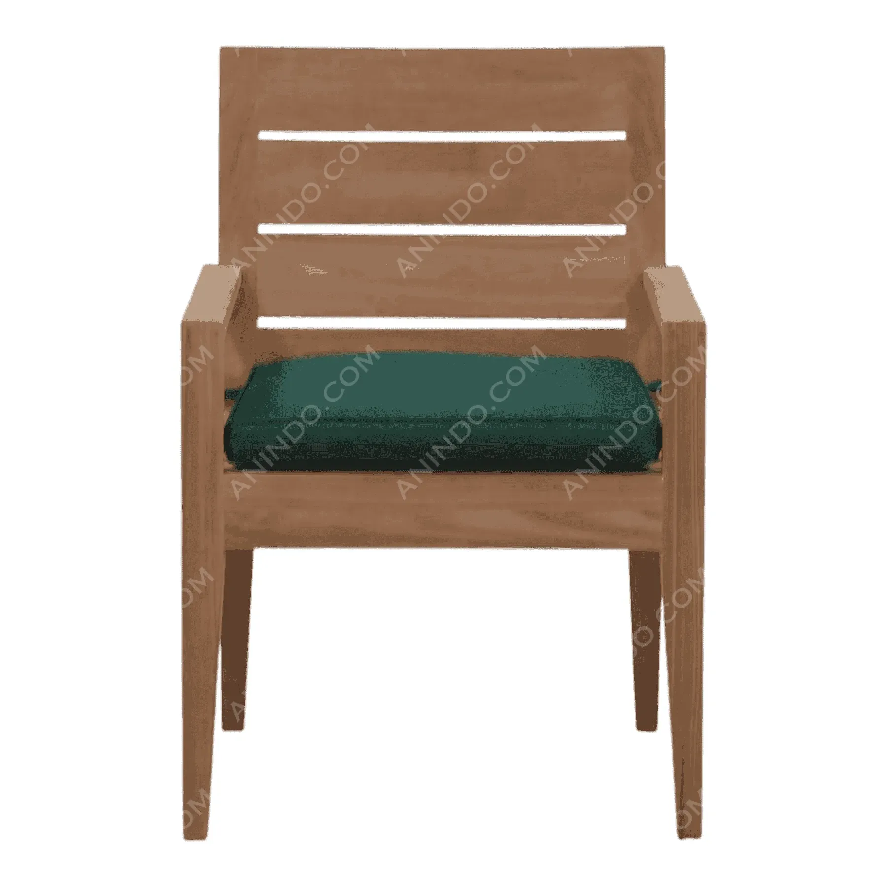 Wooden chair with green cushion