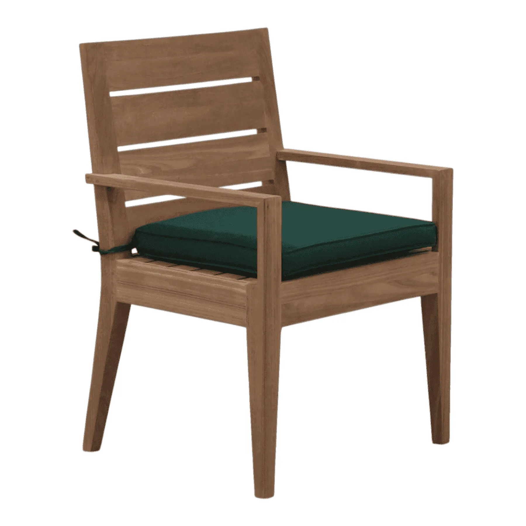 Wooden chair with green cushion