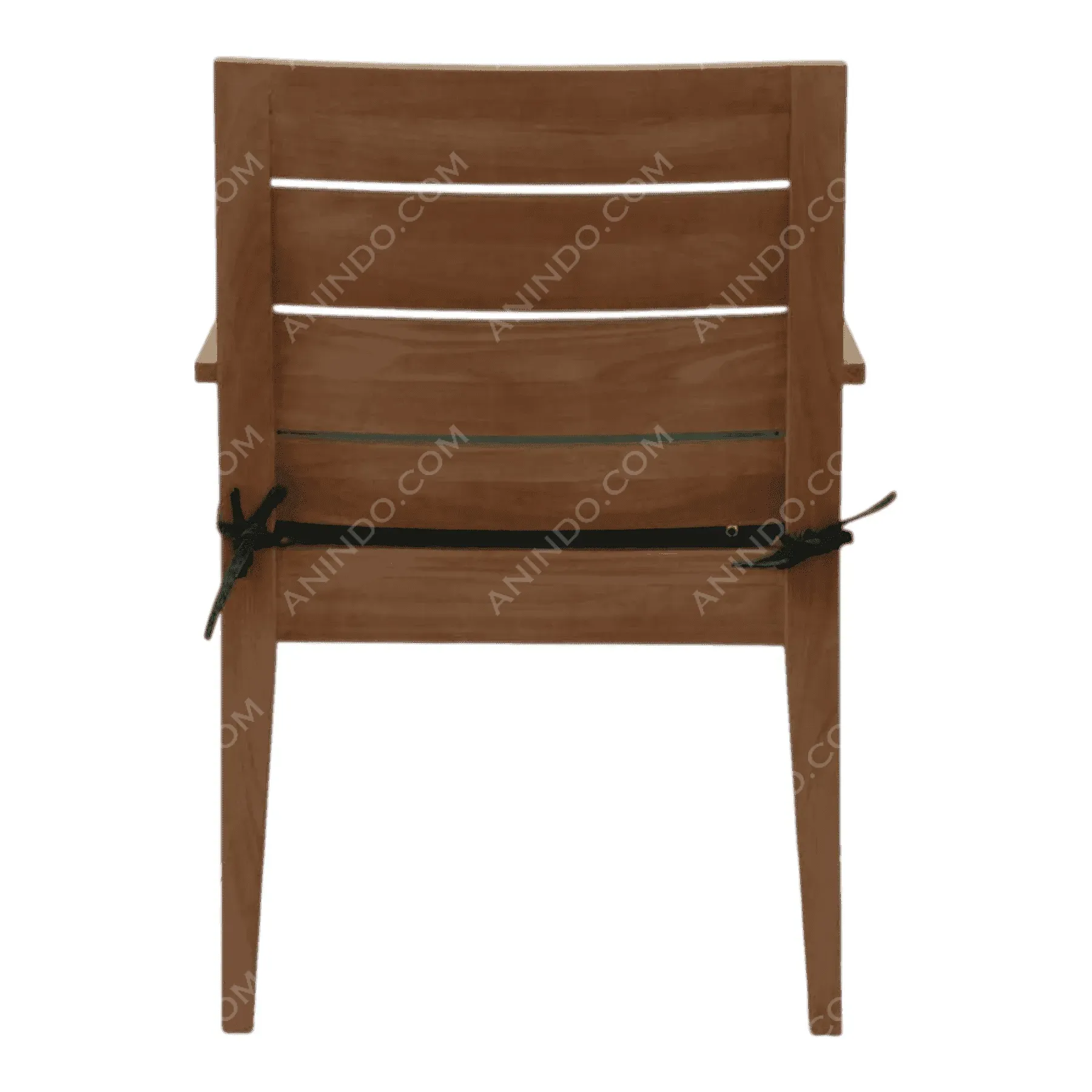 Wooden chair with black cushion ties