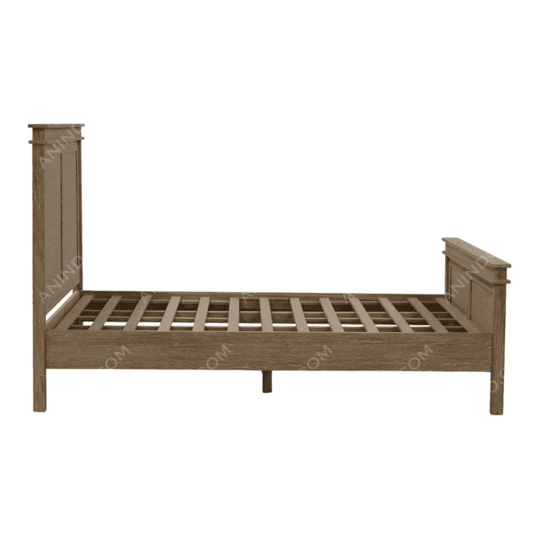 Wooden bed frame with slatted base