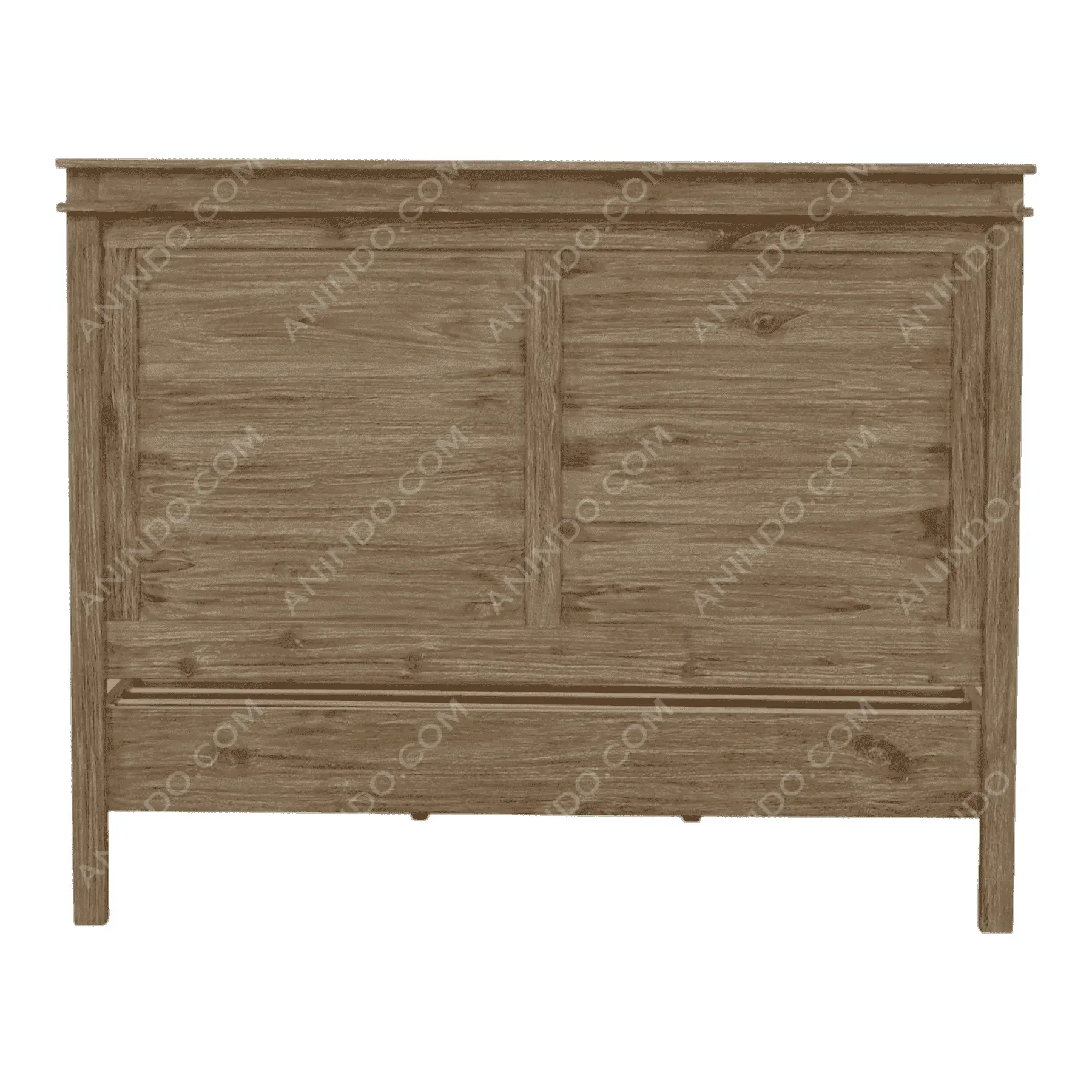 Wooden panel bed headboard in light brown finish