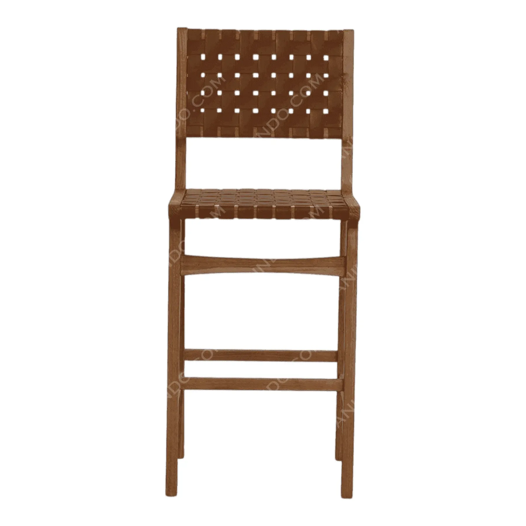 Wooden bar stool with woven seat