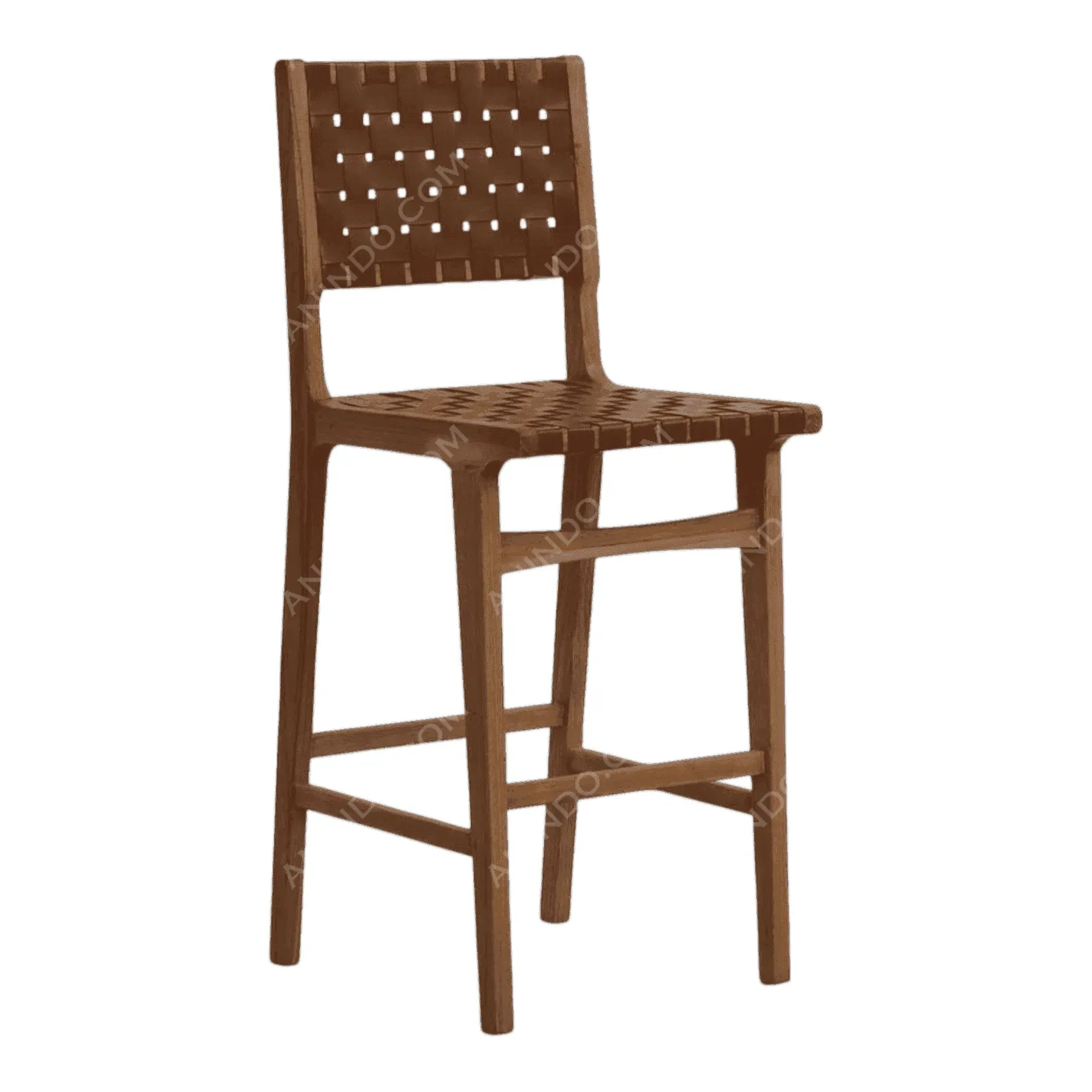Wooden woven back bar stool chair
