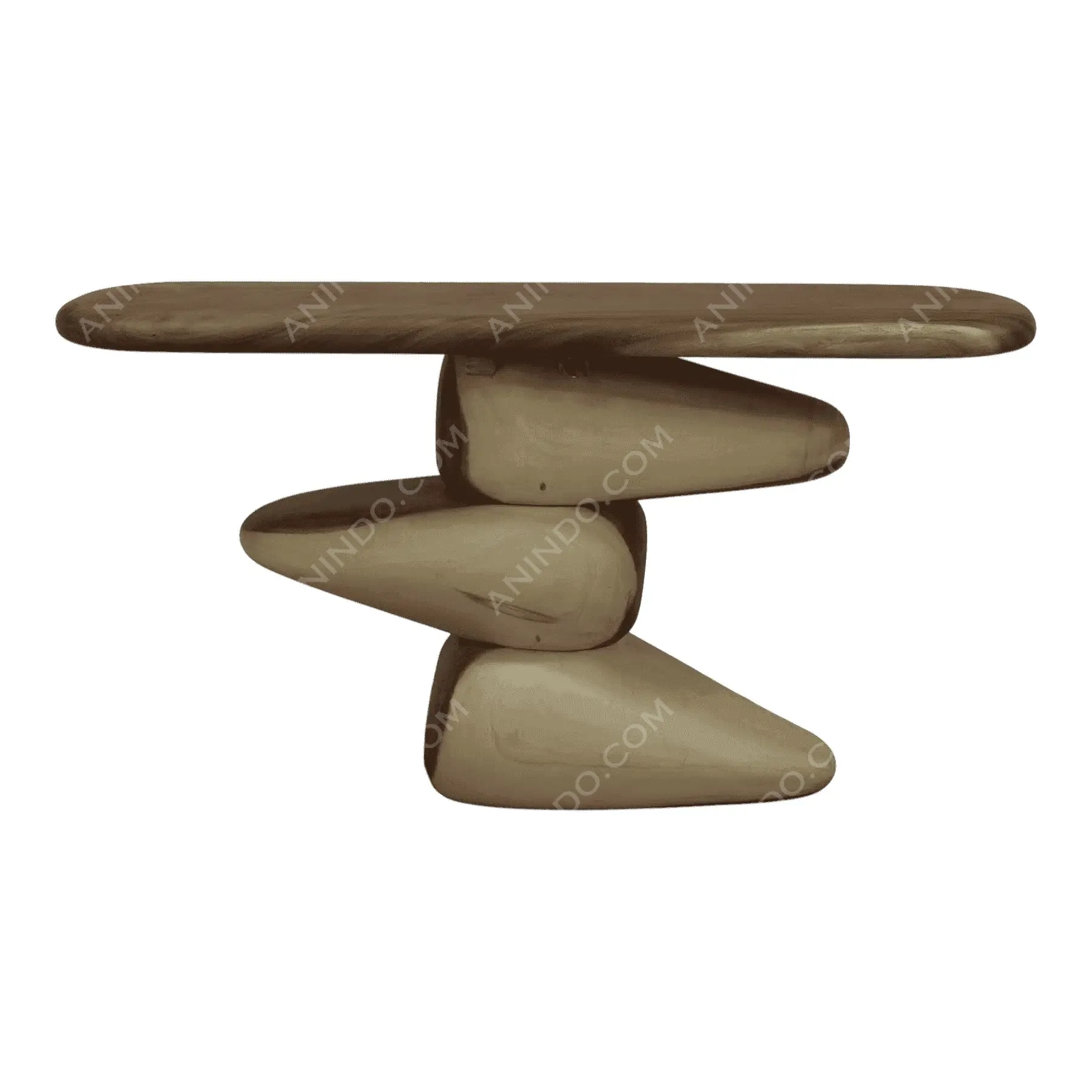 Modern wooden table with sculptural base design