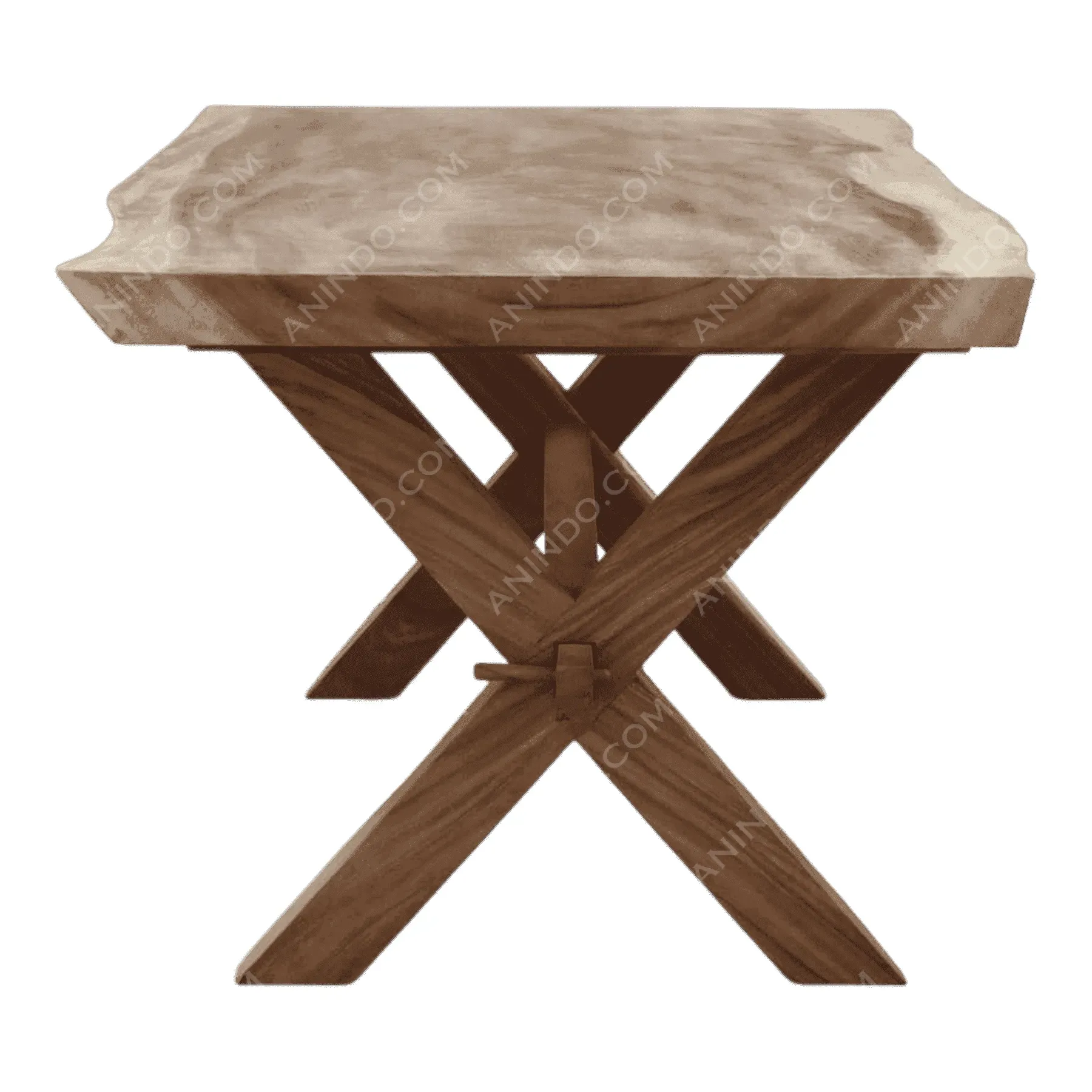 Rustic wooden table with crossed legs