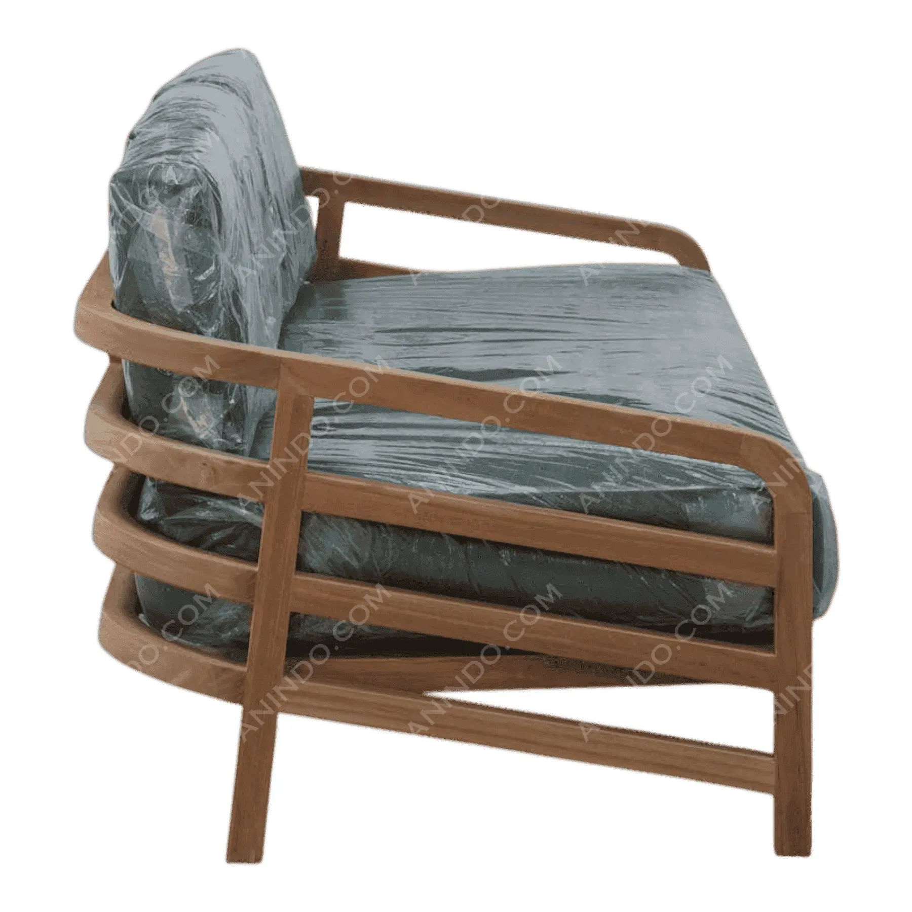 Wooden frame sofa with wrapped cushions