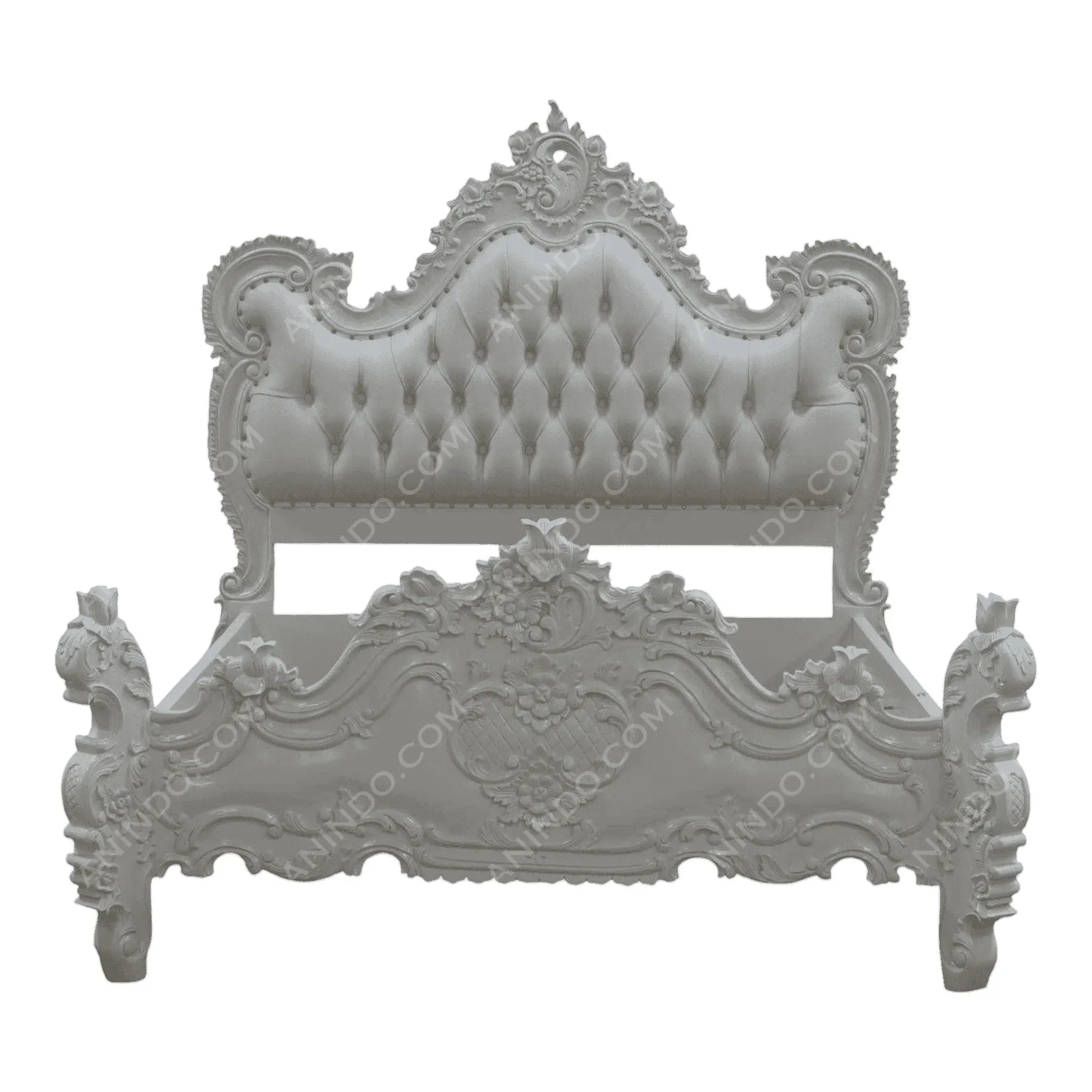 Ornate white tufted vintage bed frame