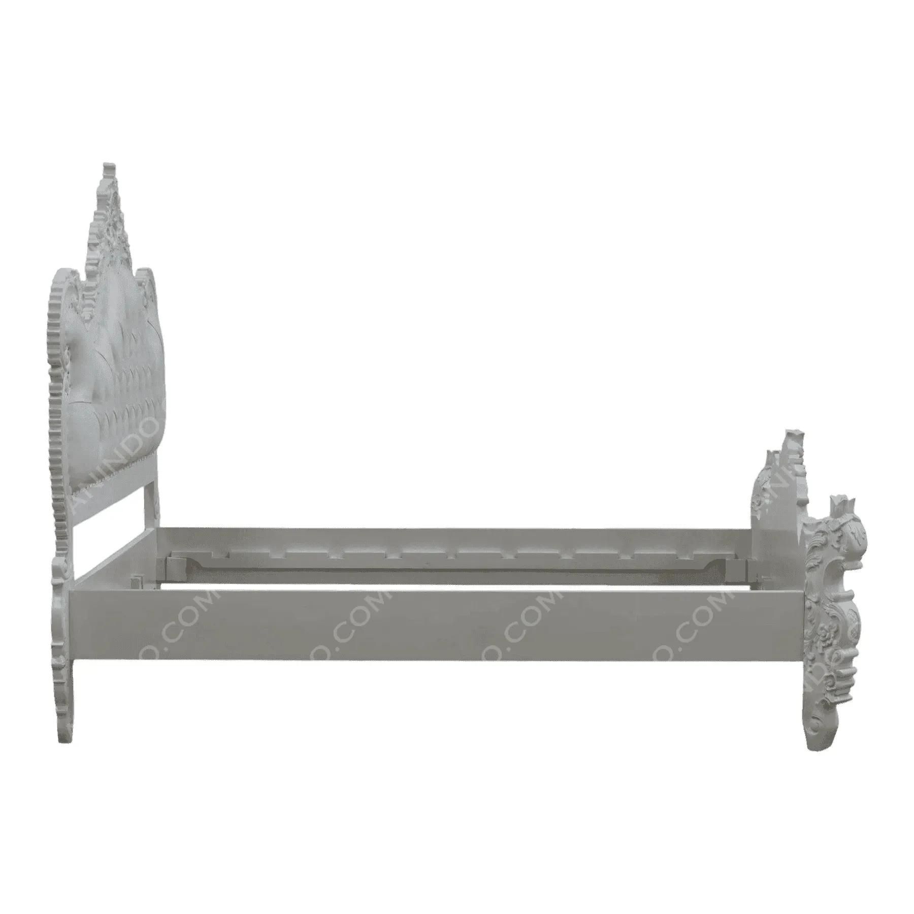White carved wooden bed frame