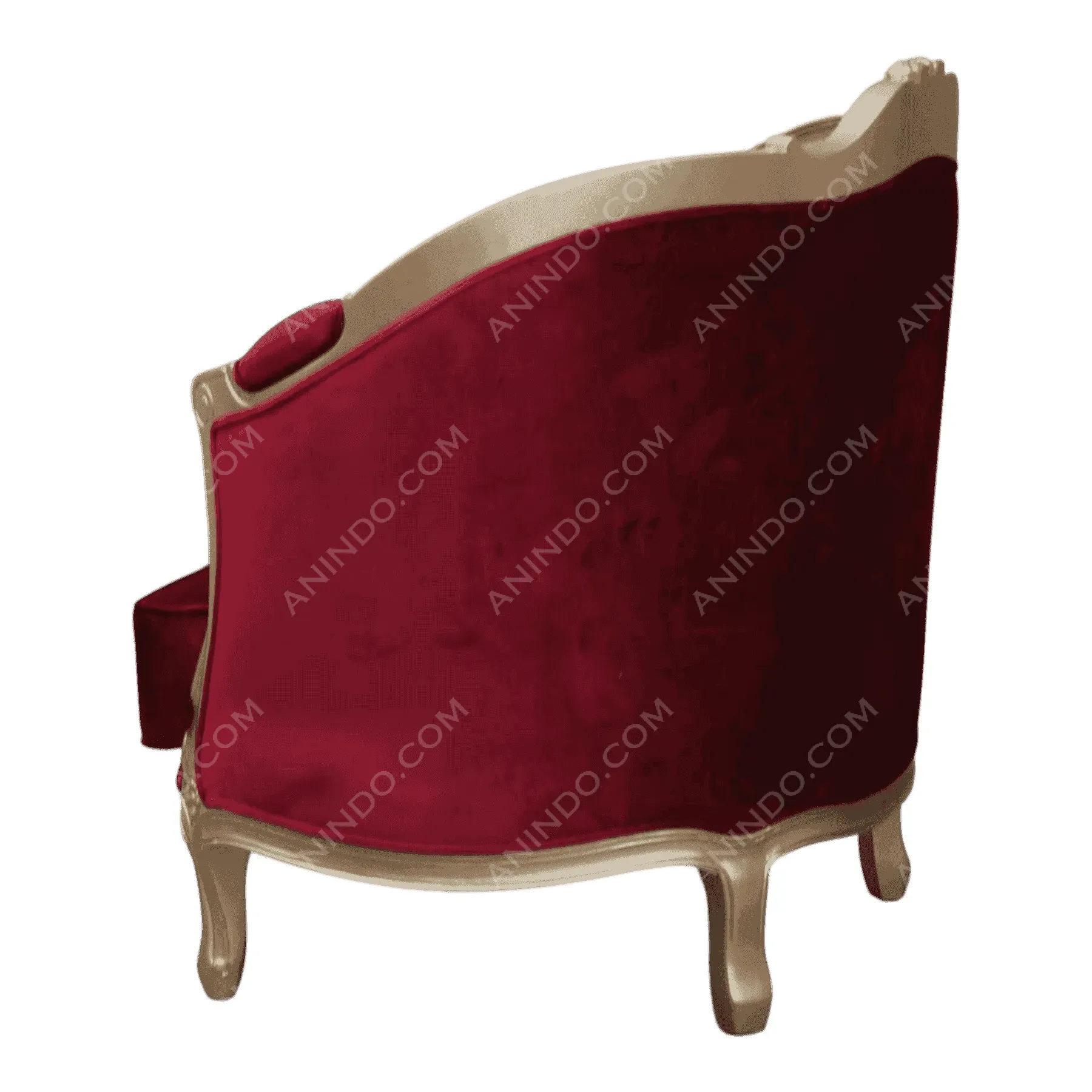 Red velvet armchair with gold wooden frame