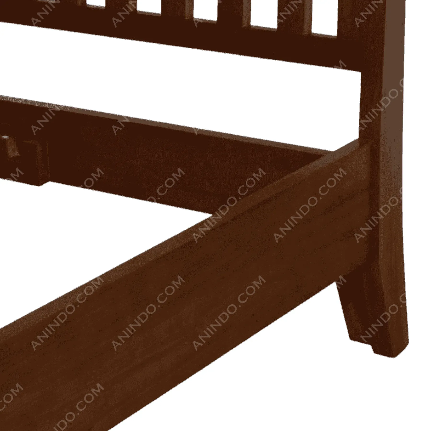 Wooden bed frame with slatted headboard