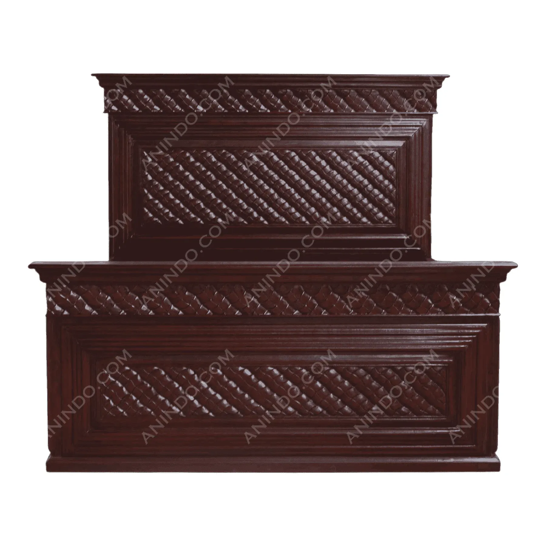 Dark wood carved headboard and footboard set