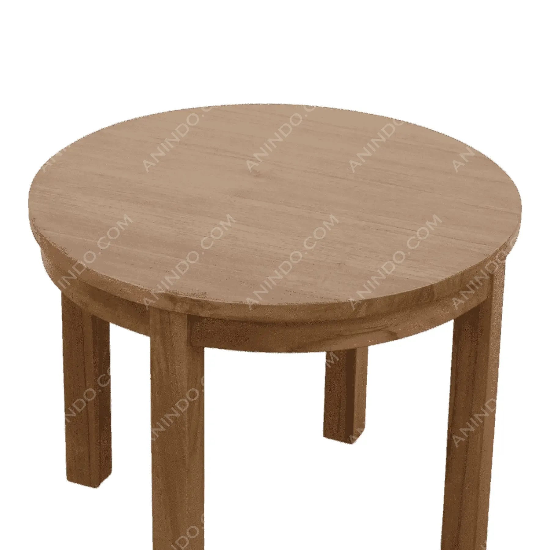 Round wooden table with four legs