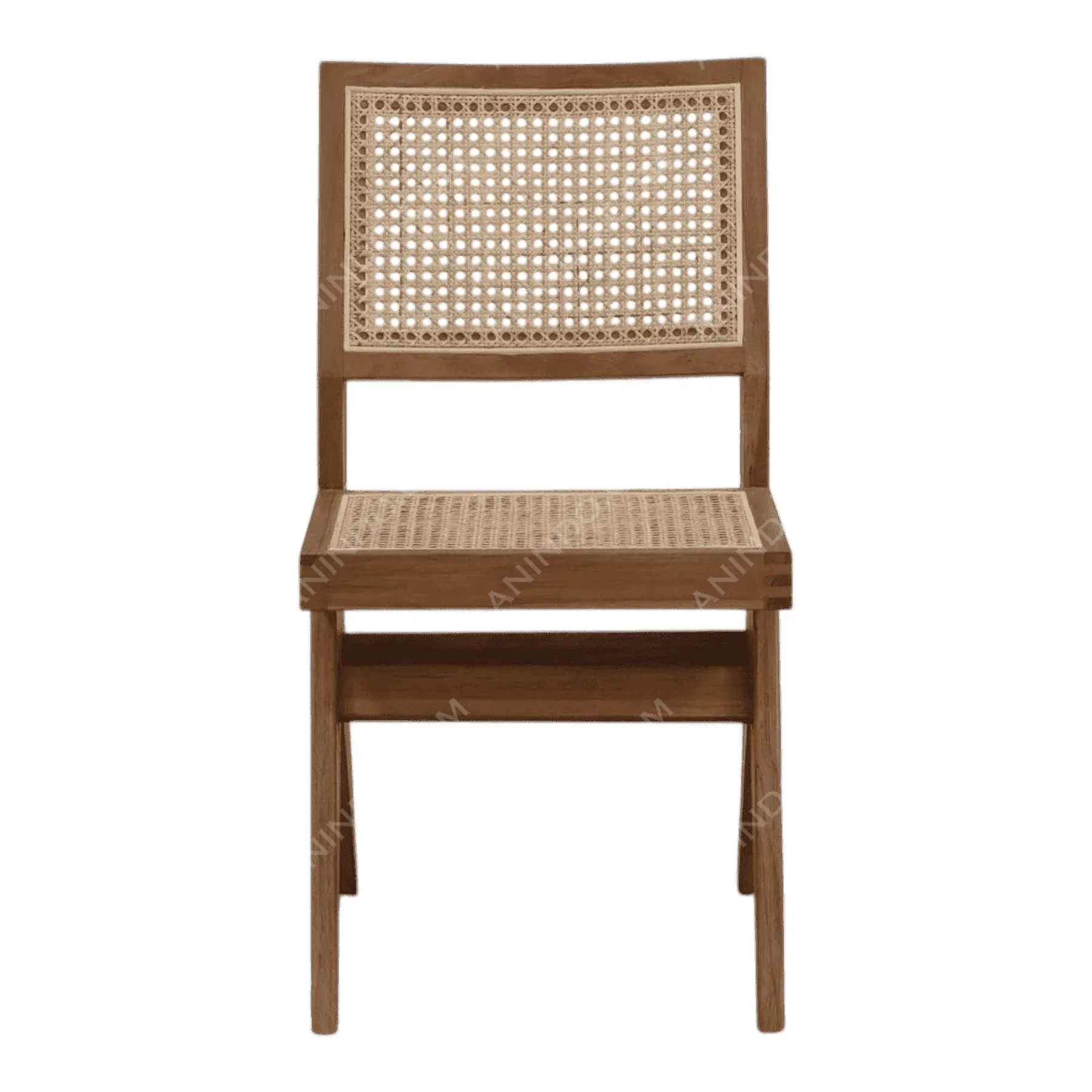 Wooden chair with woven cane seat