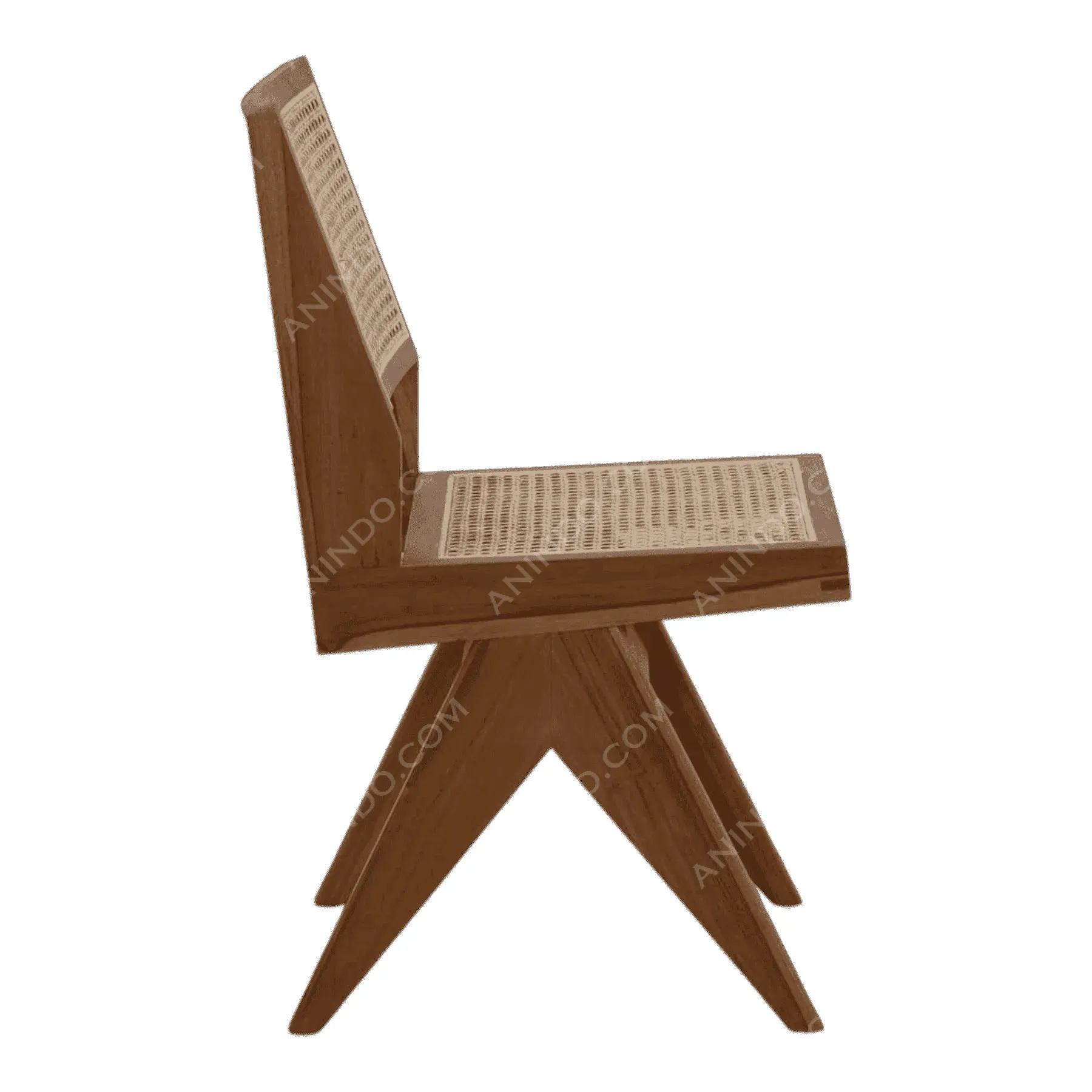 Wooden chair with woven seat and backrest