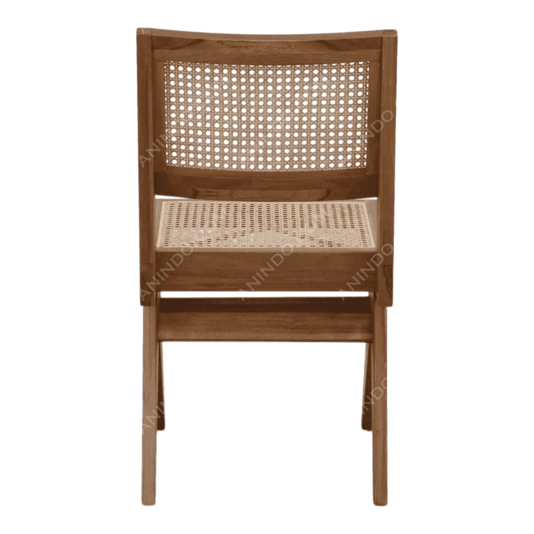 Wooden chair with woven cane seat and back
