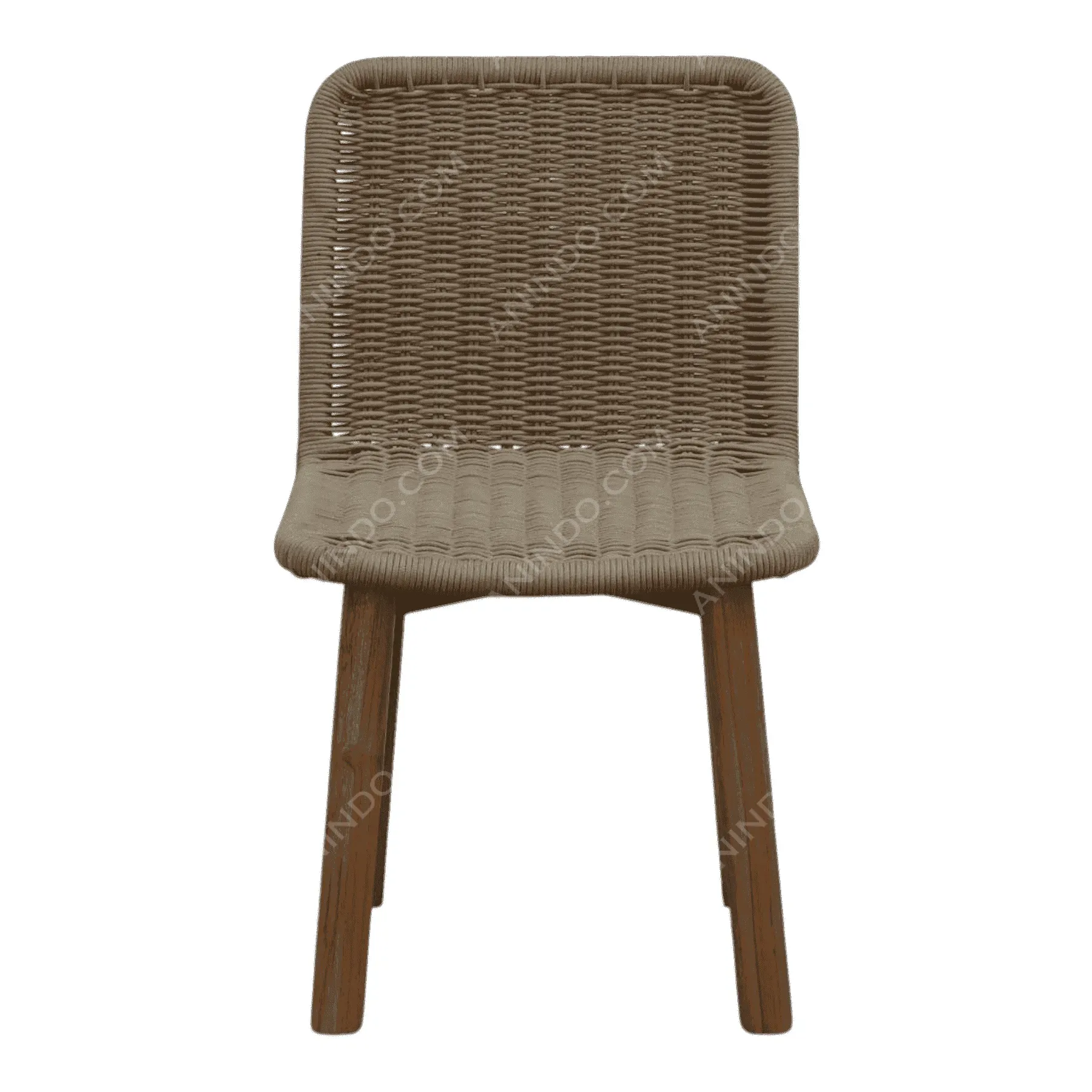 Brown wicker chair with wooden legs