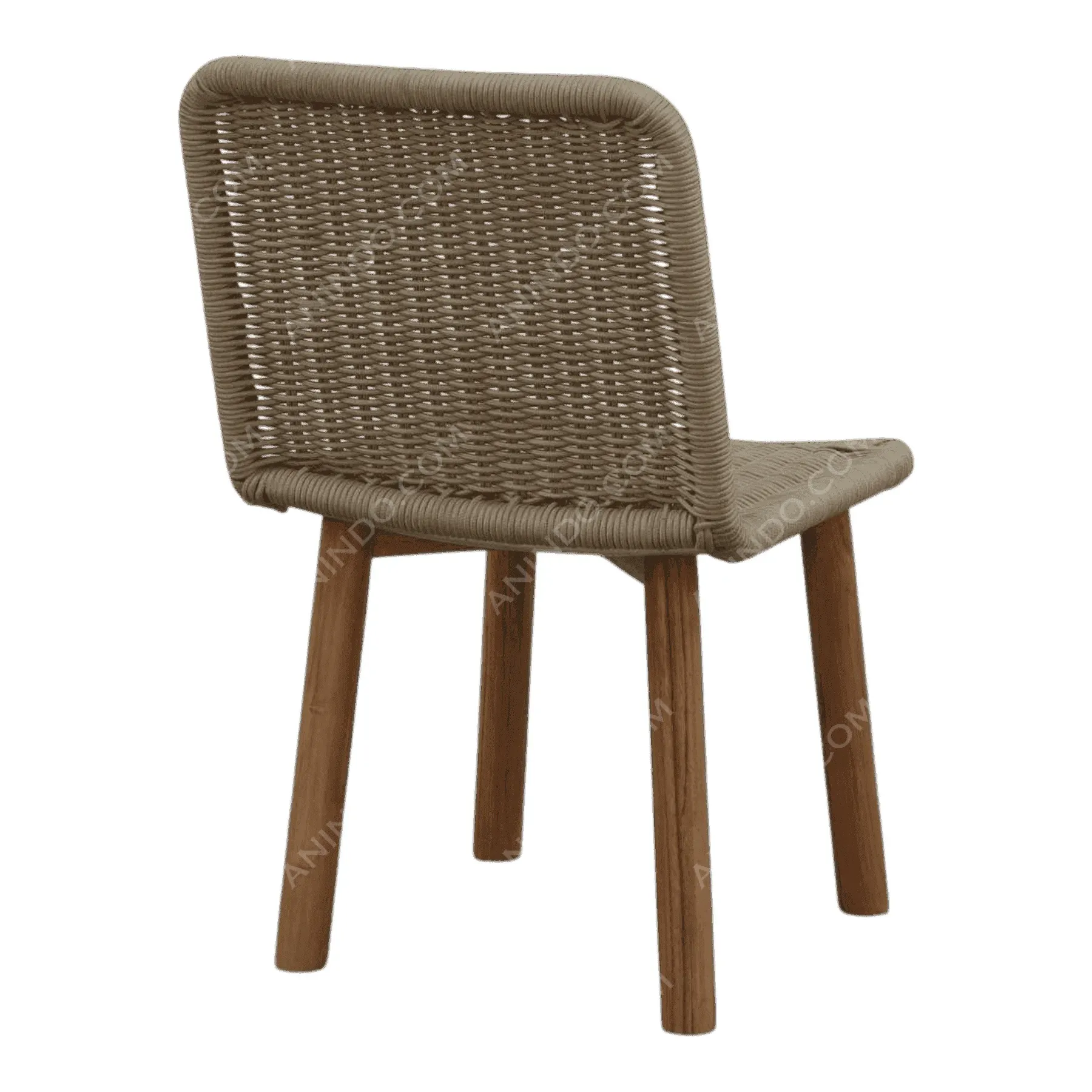 Modern woven chair with wooden legs